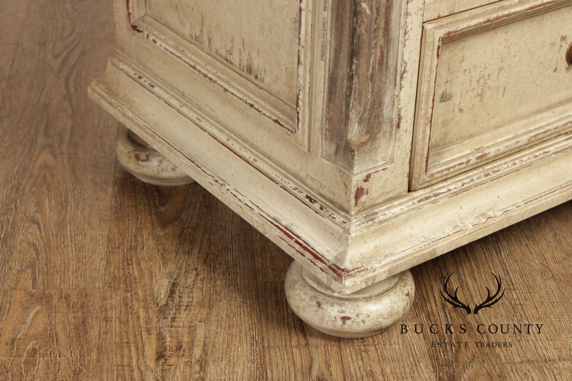 Arhaus Pair Of Handcrafted Italian Painted Three-Drawer Nightstands