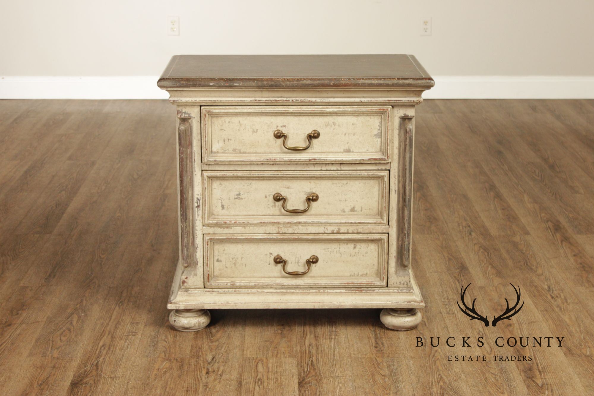 Arhaus Pair Of Handcrafted Italian Painted Three-Drawer Nightstands