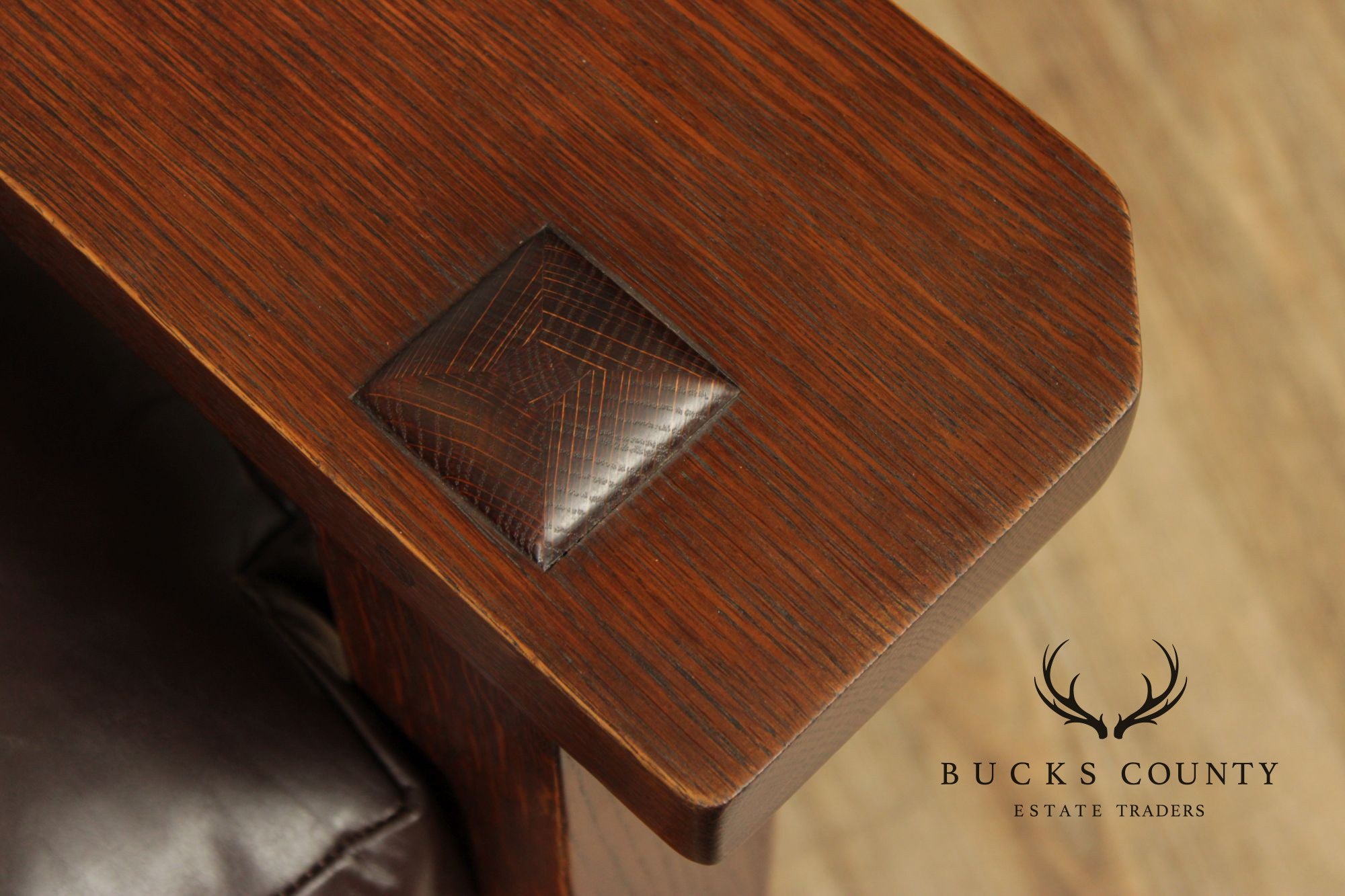Stickley Mission Collection Oak And Brown Leather Eastwood Chair
