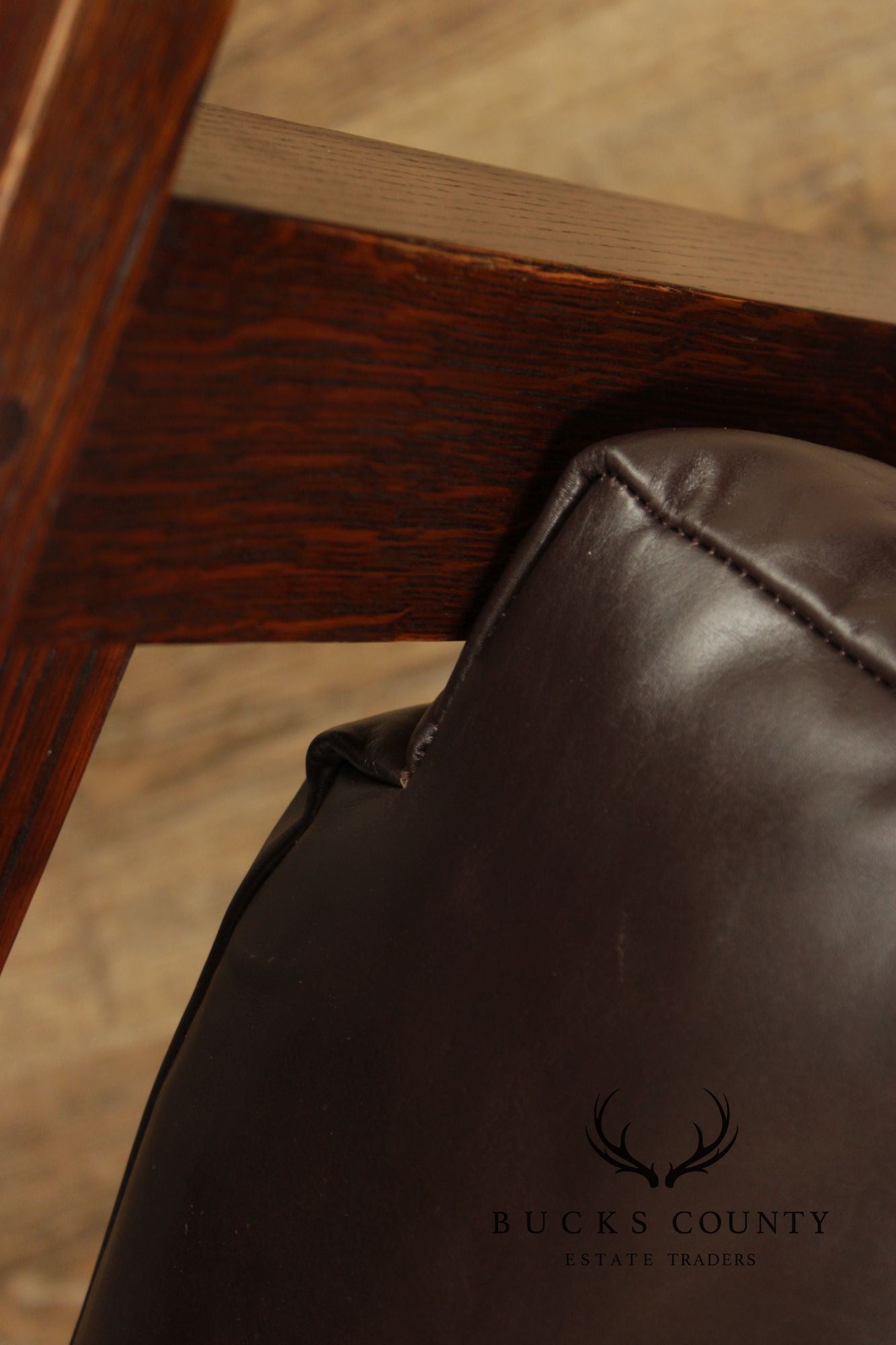 Stickley Mission Collection Oak And Brown Leather Eastwood Chair