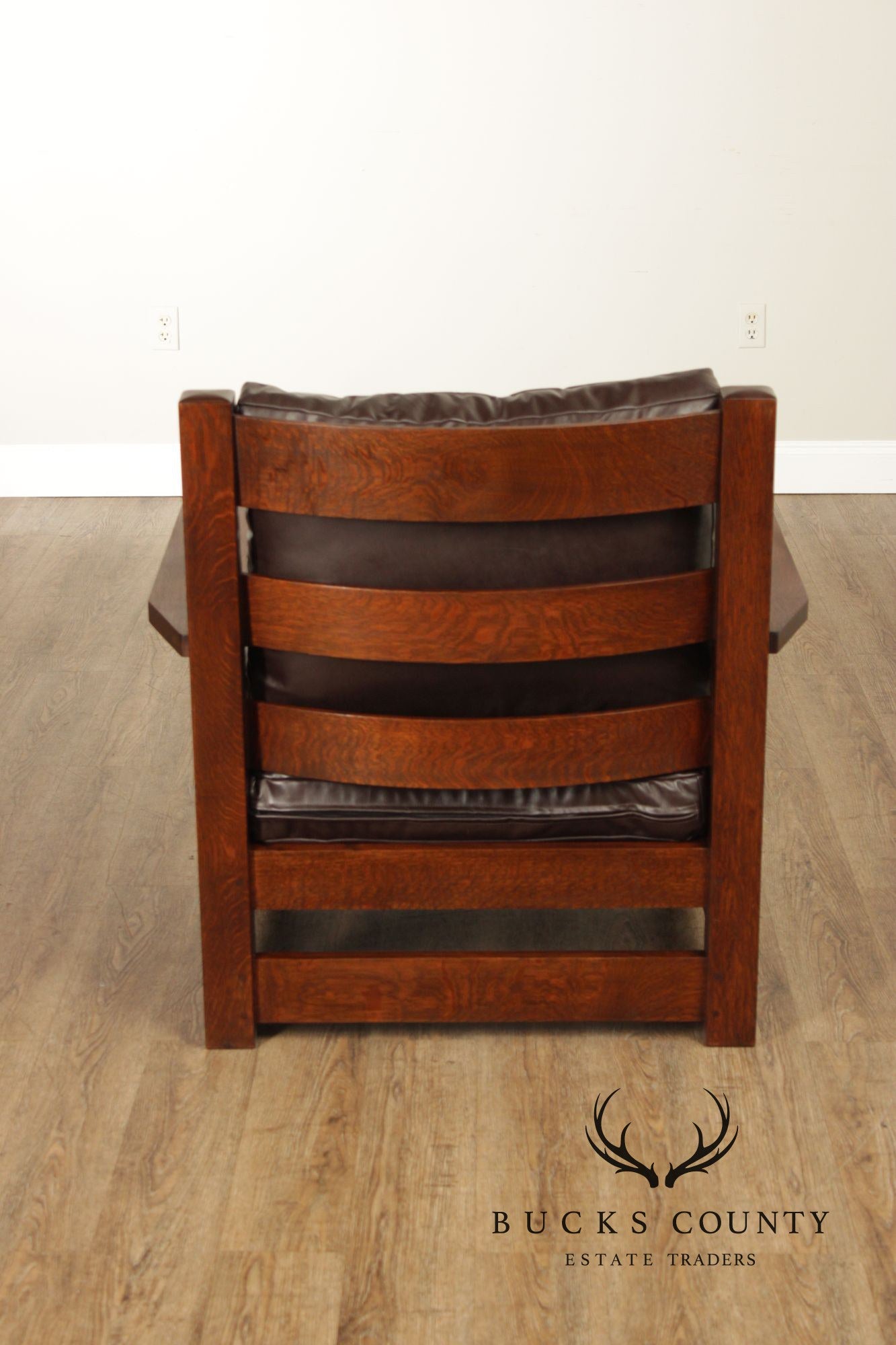 Stickley Mission Collection Oak And Brown Leather Eastwood Chair