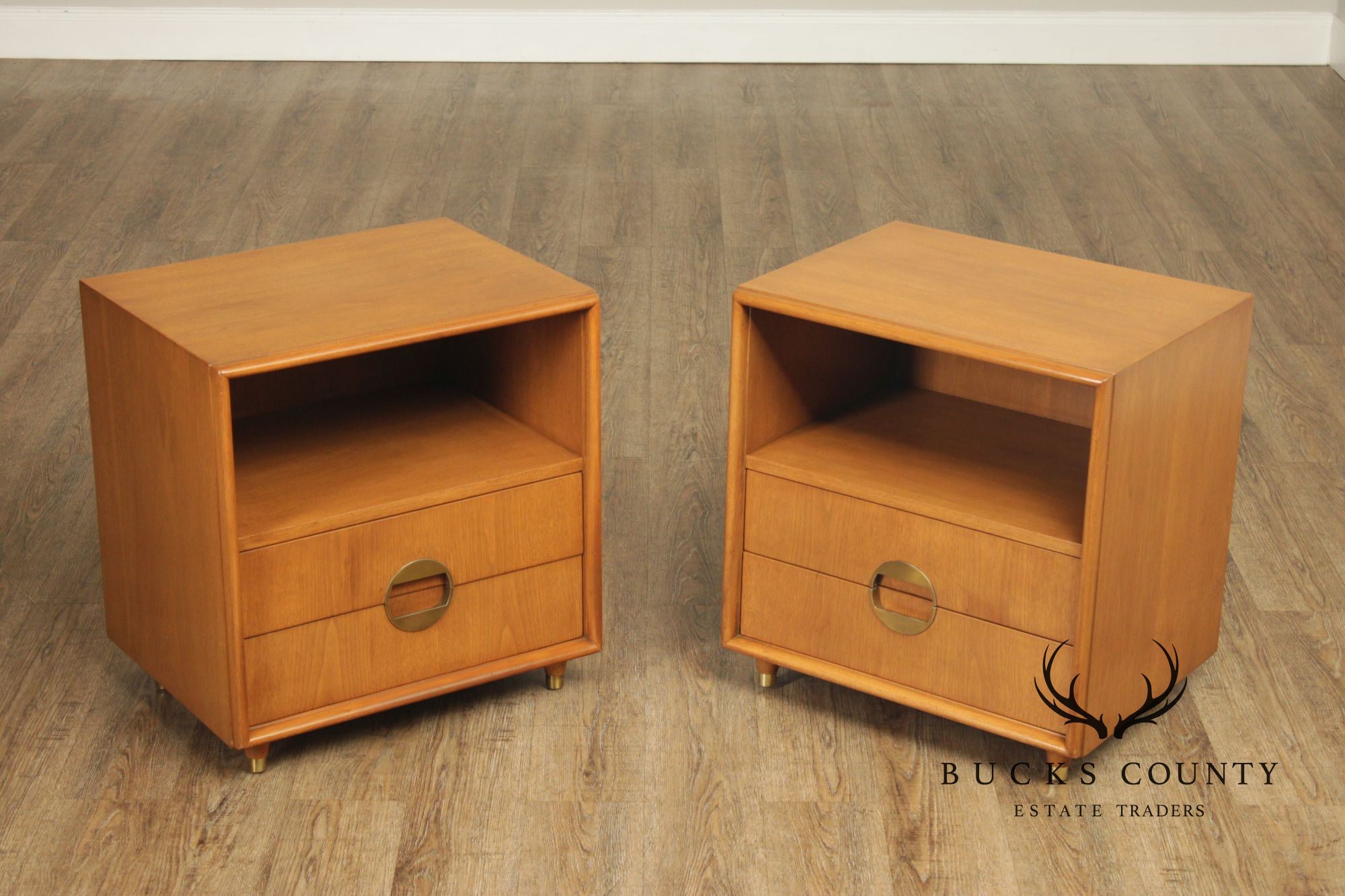 Johnson Furniture Co. Mid Century Modern Pair of Nightstands