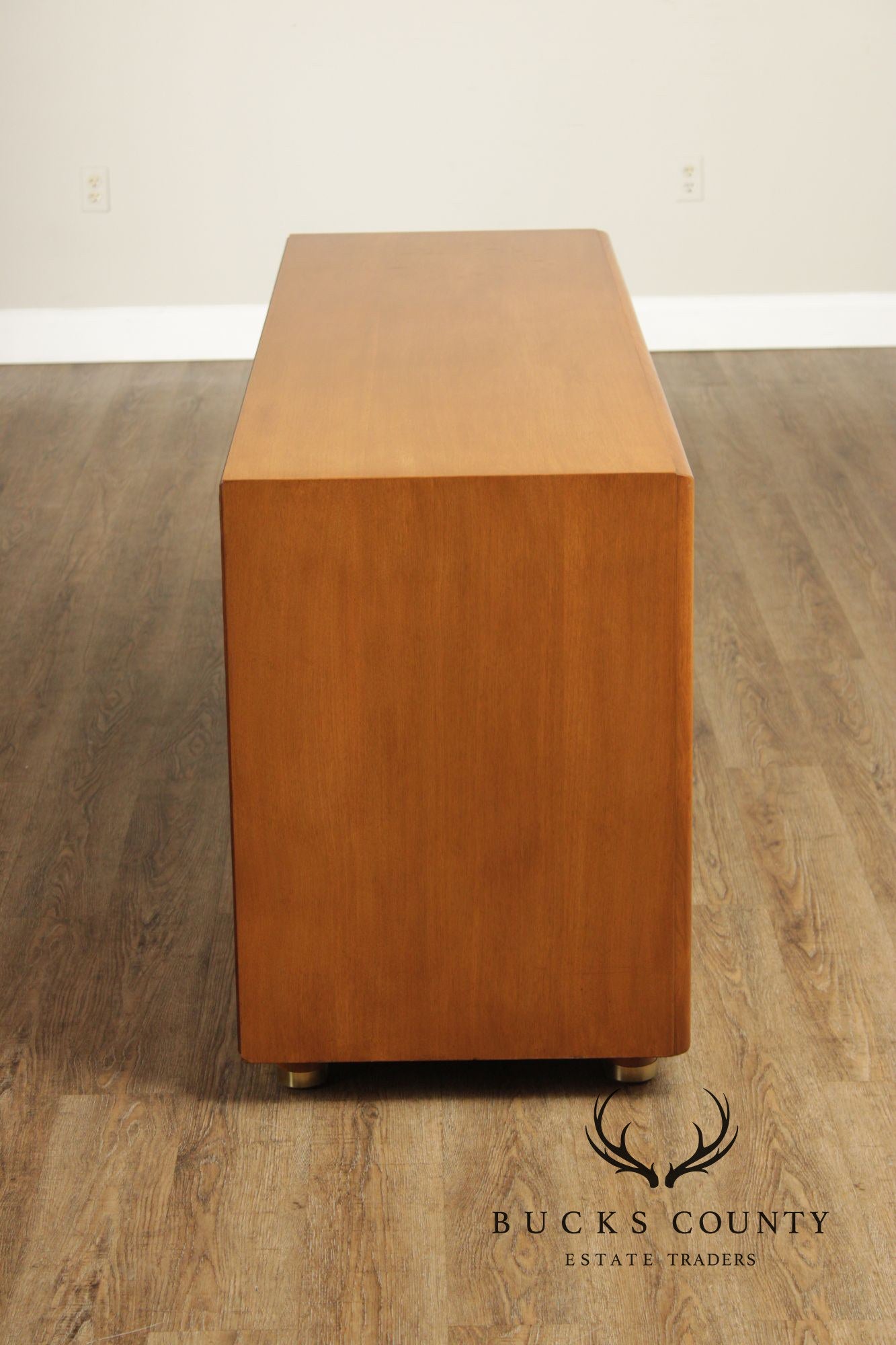 Johnson Furniture John Stewart Walnut Mid-Century Modern Eight Drawer Dresser With Brass Hardware