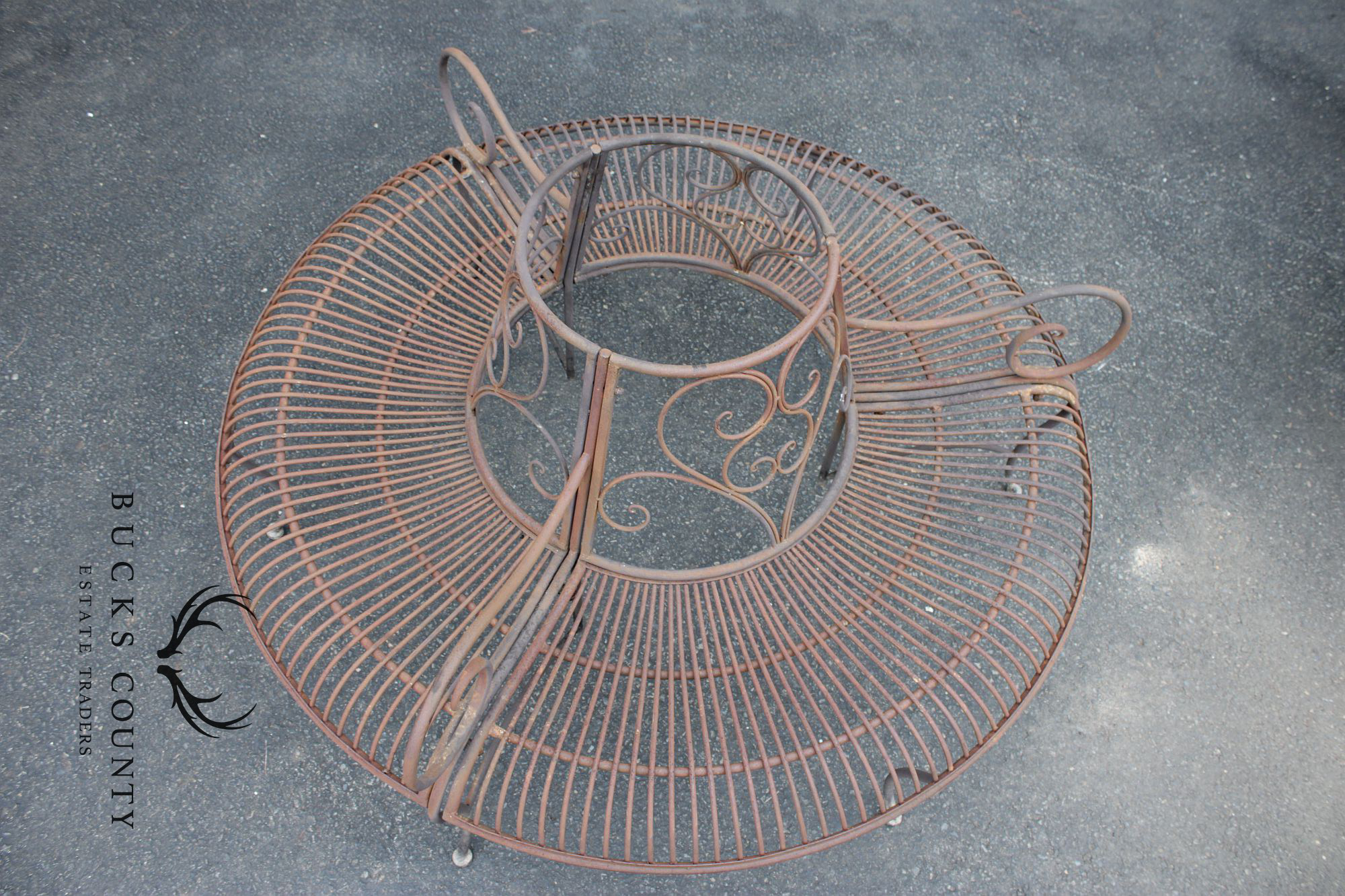 Vintage Wrought Iron Garden Tree Bench