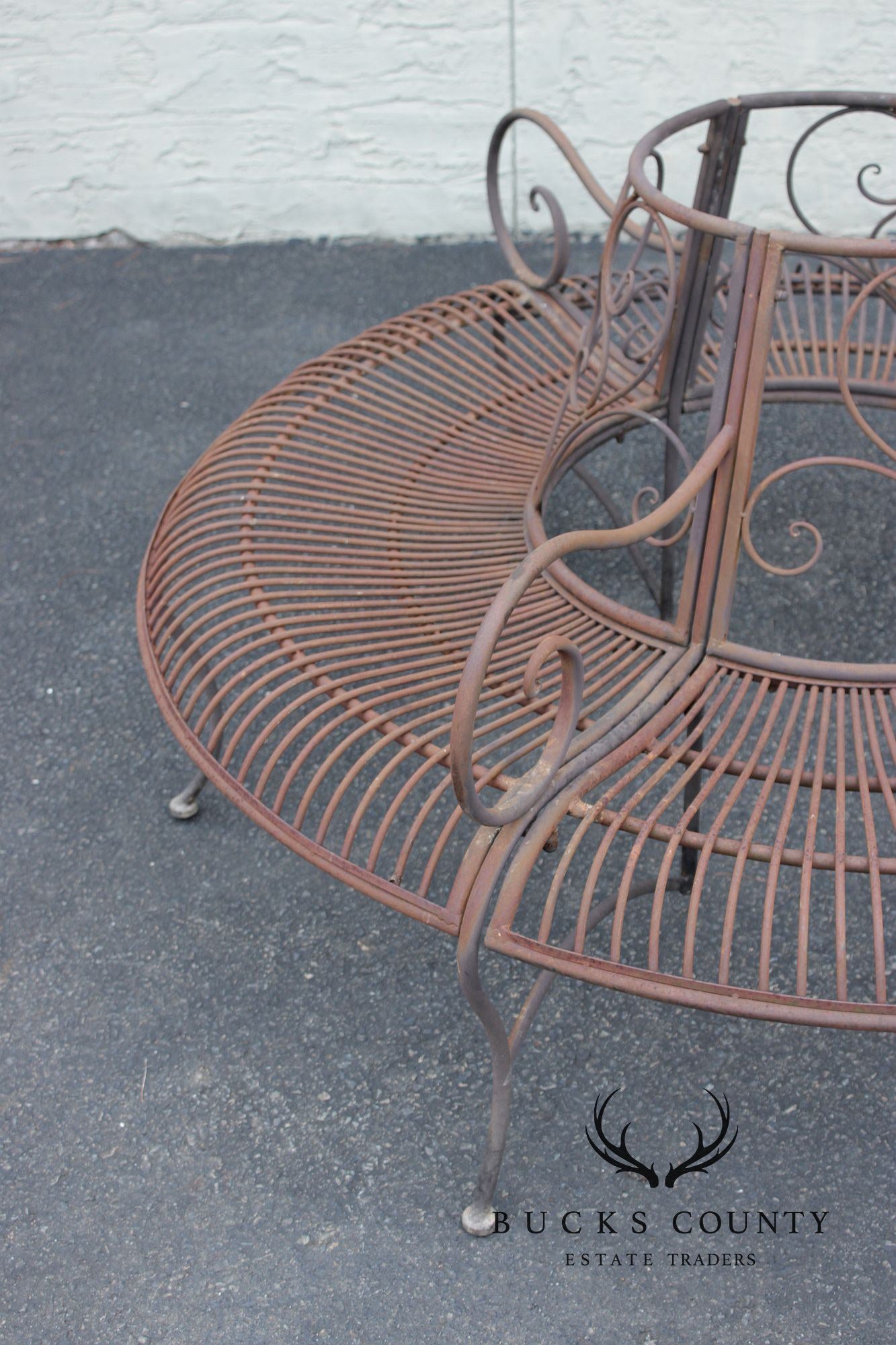 Vintage Wrought Iron Garden Tree Bench
