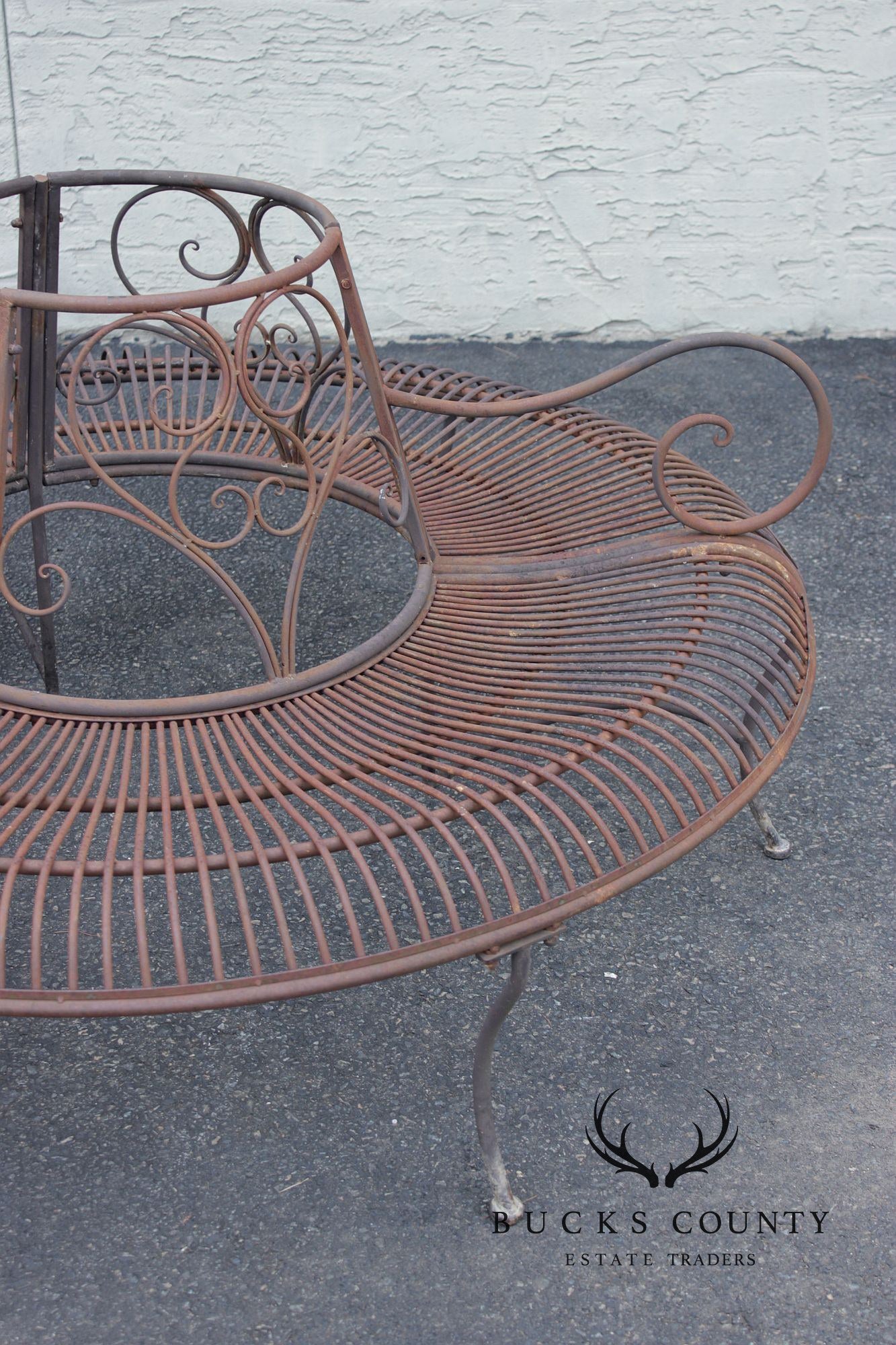 Vintage Wrought Iron Garden Tree Bench