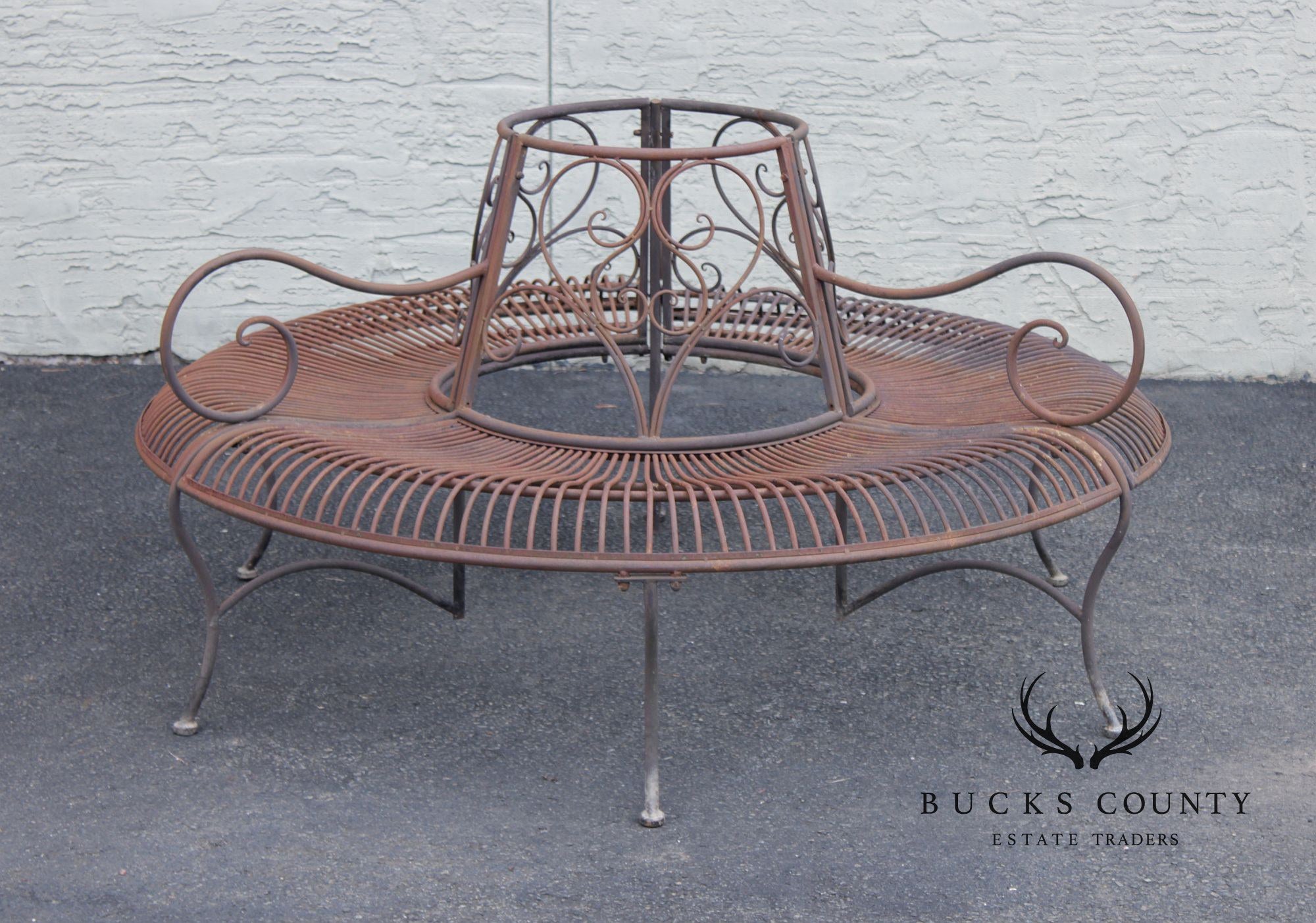Vintage Wrought Iron Garden Tree Bench