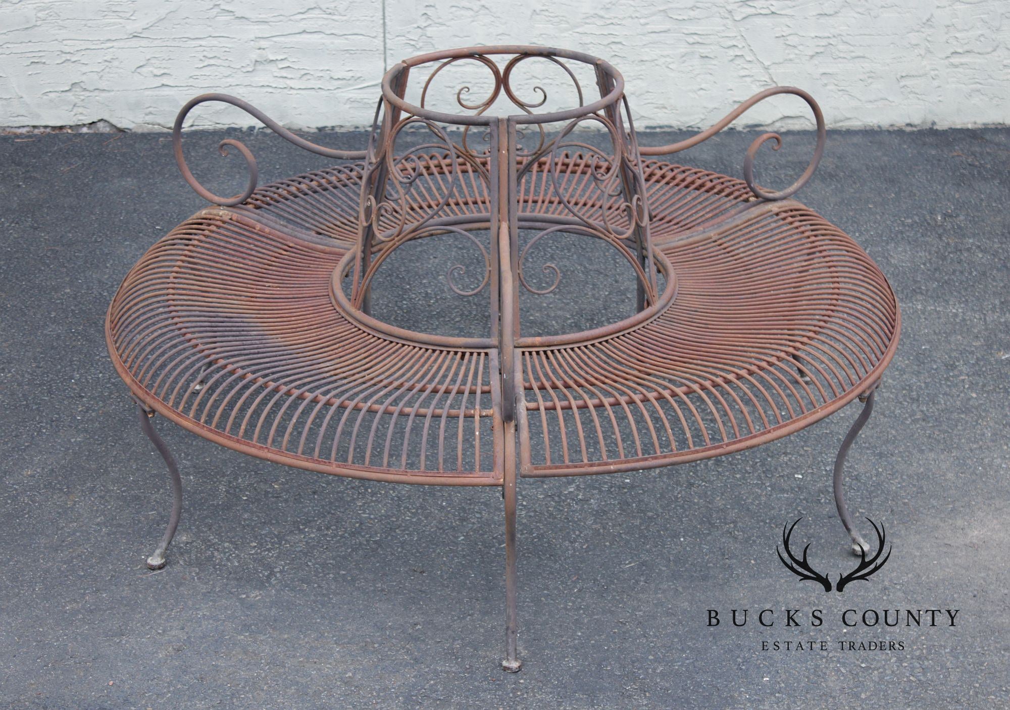 Vintage Wrought Iron Garden Tree Bench