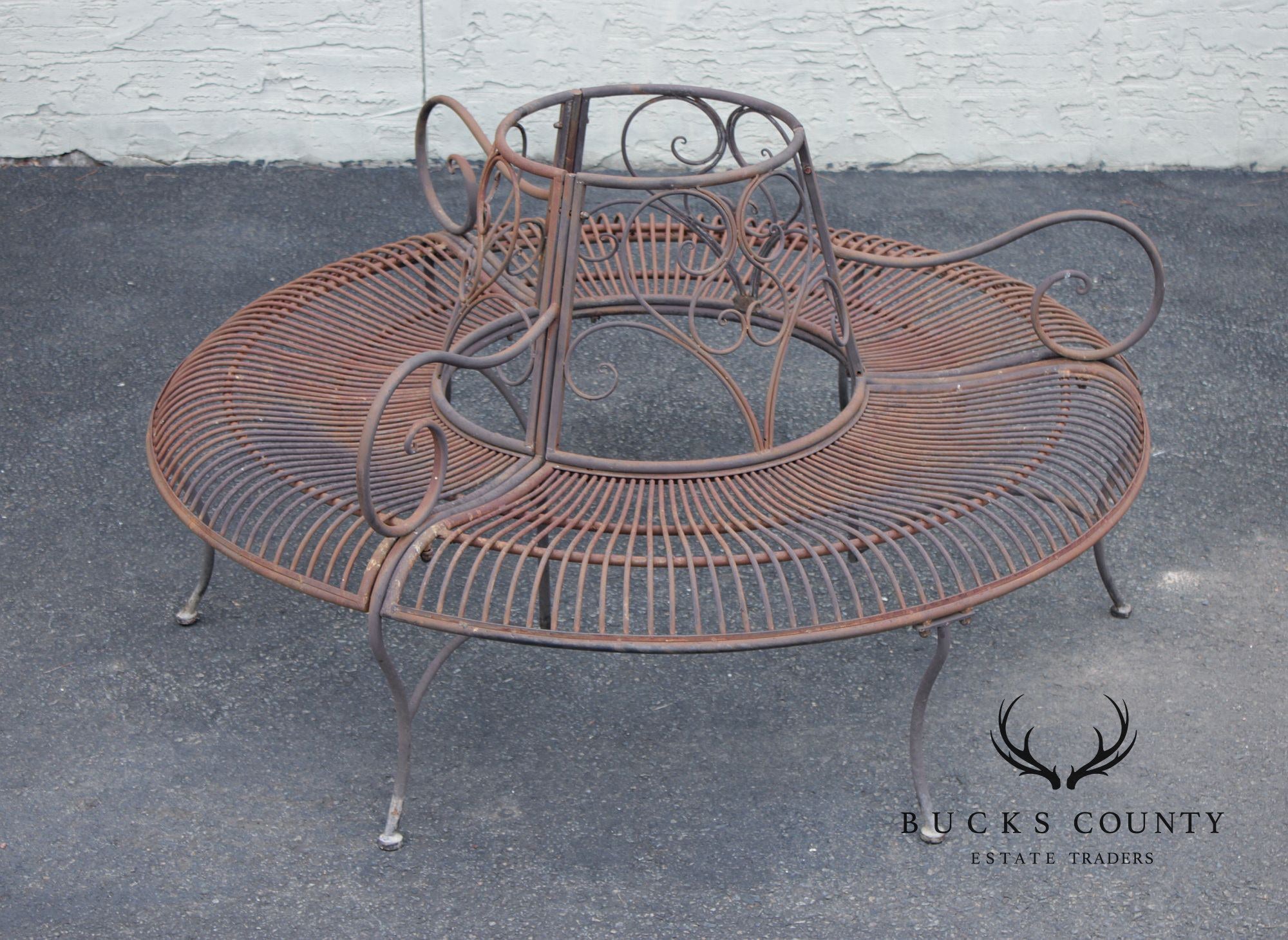 Vintage Wrought Iron Garden Tree Bench