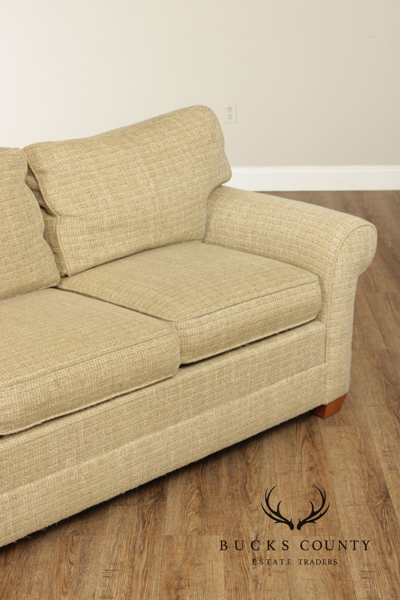 Ethan Allen Three Cushion Sofa With Rolled Arms