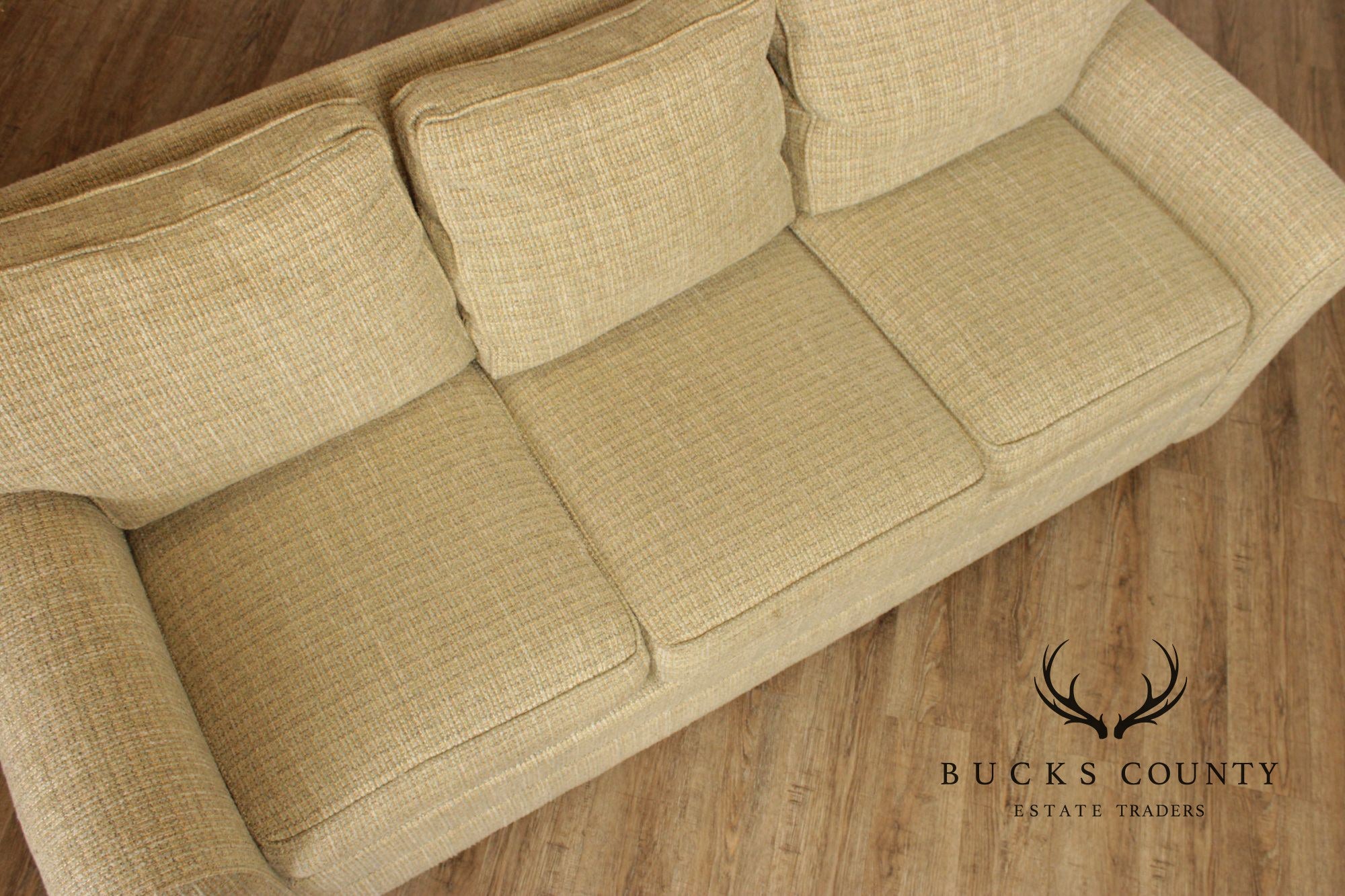 Ethan Allen Three Cushion Sofa With Rolled Arms