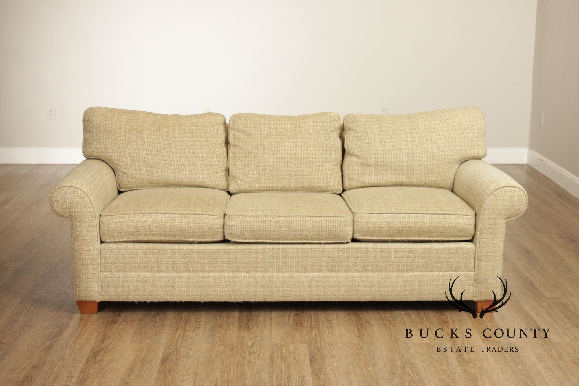 Ethan Allen Three Cushion Sofa With Rolled Arms