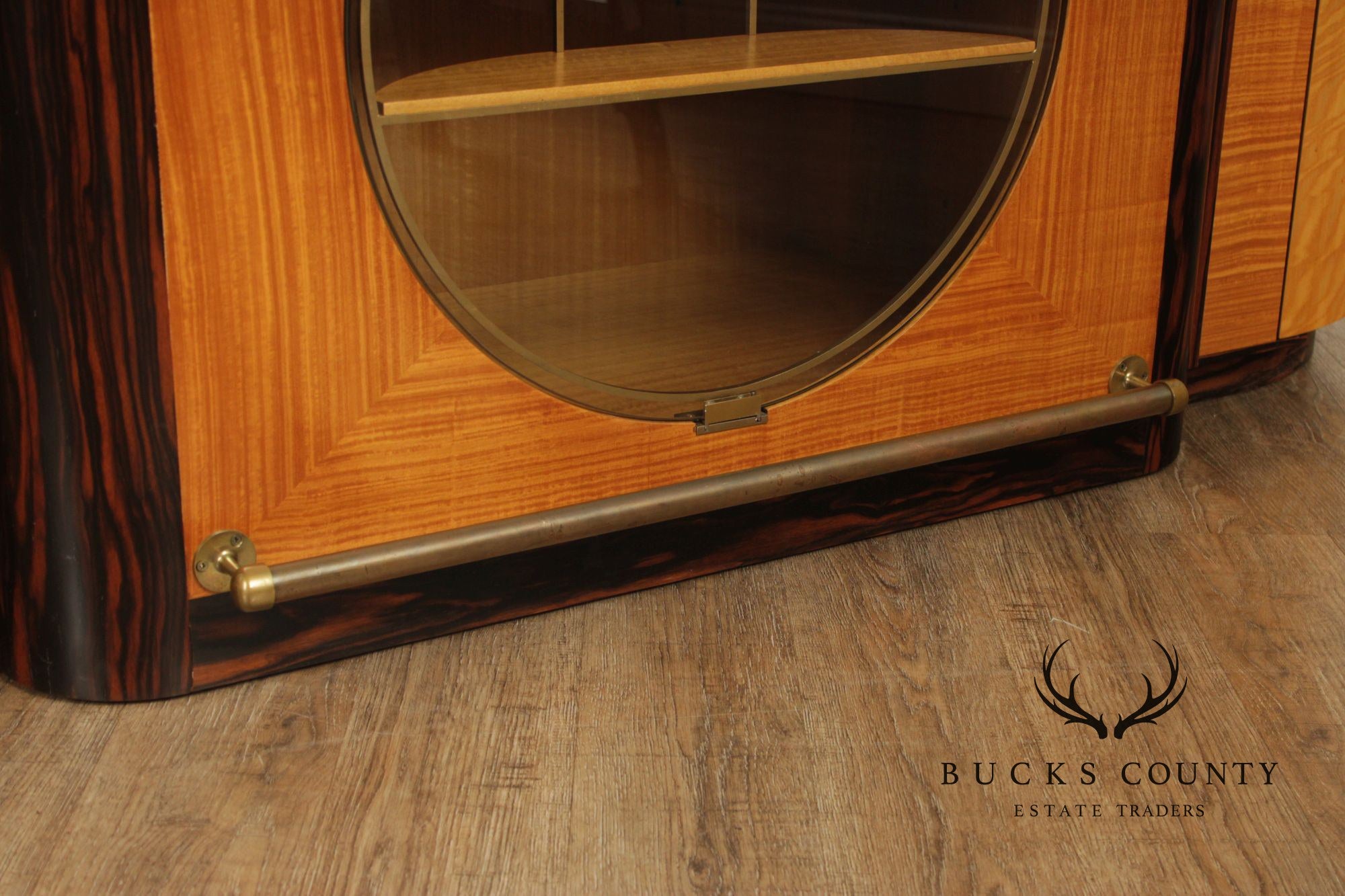 Van Etten Art Deco Style Exotic Wood Inlaid Illuminated Bar Cabinet