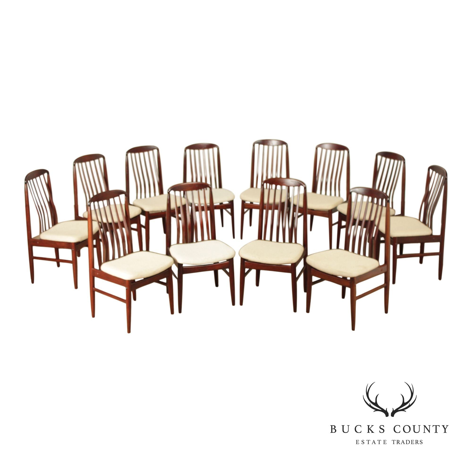 Benny Linden Danish Modern Style Set of Twelve Rosewood Dining Chairs