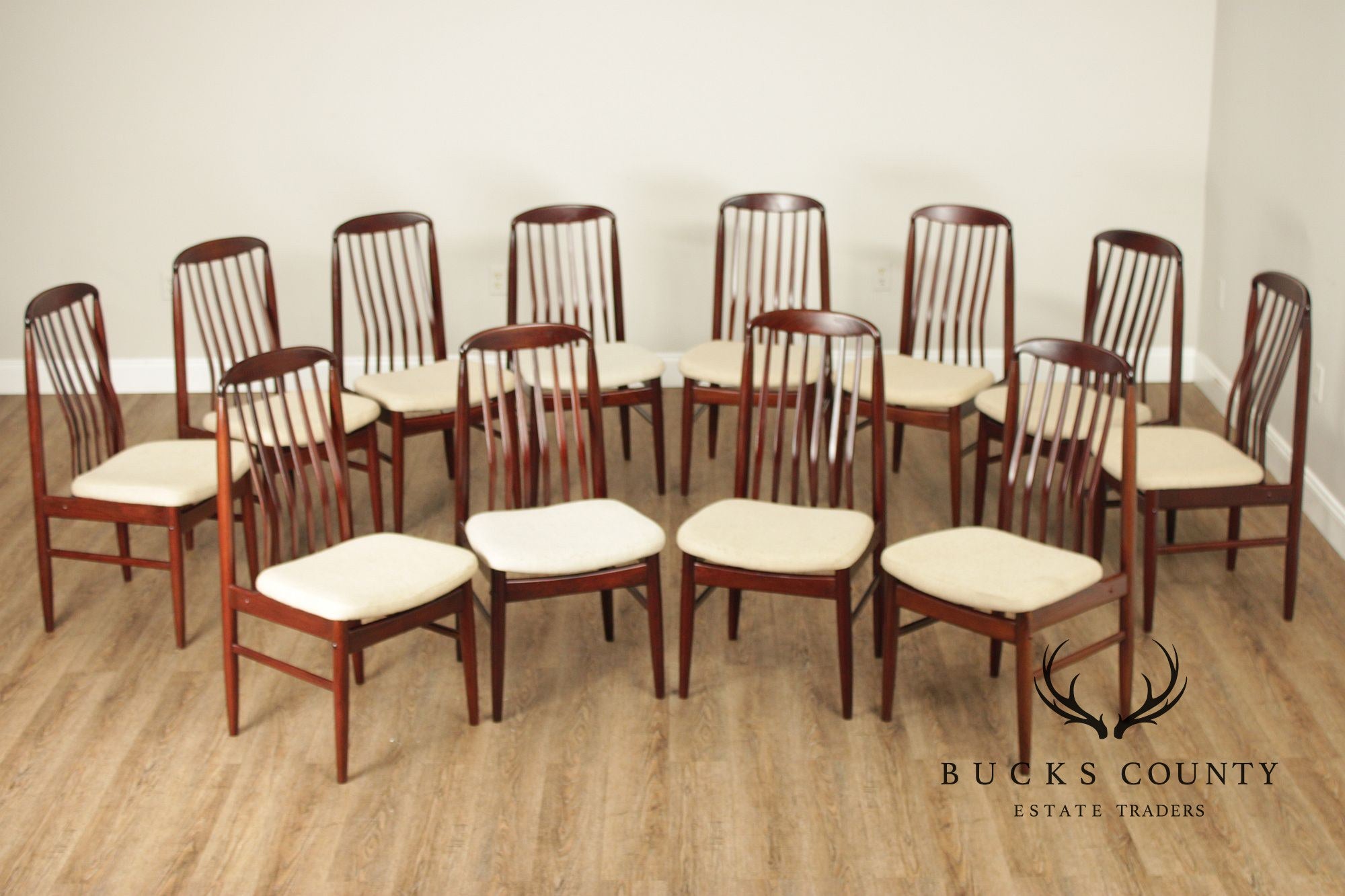 Benny Linden Danish Modern Style Set of Twelve Rosewood Dining Chairs