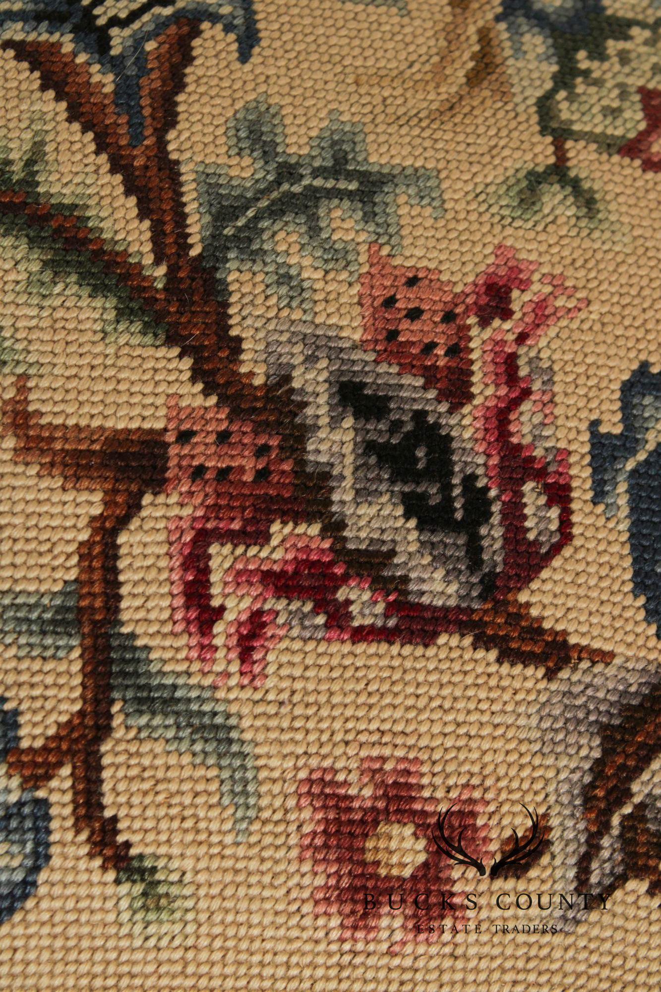 Chippendale Style Carved Mahogany Needlepoint Footstool