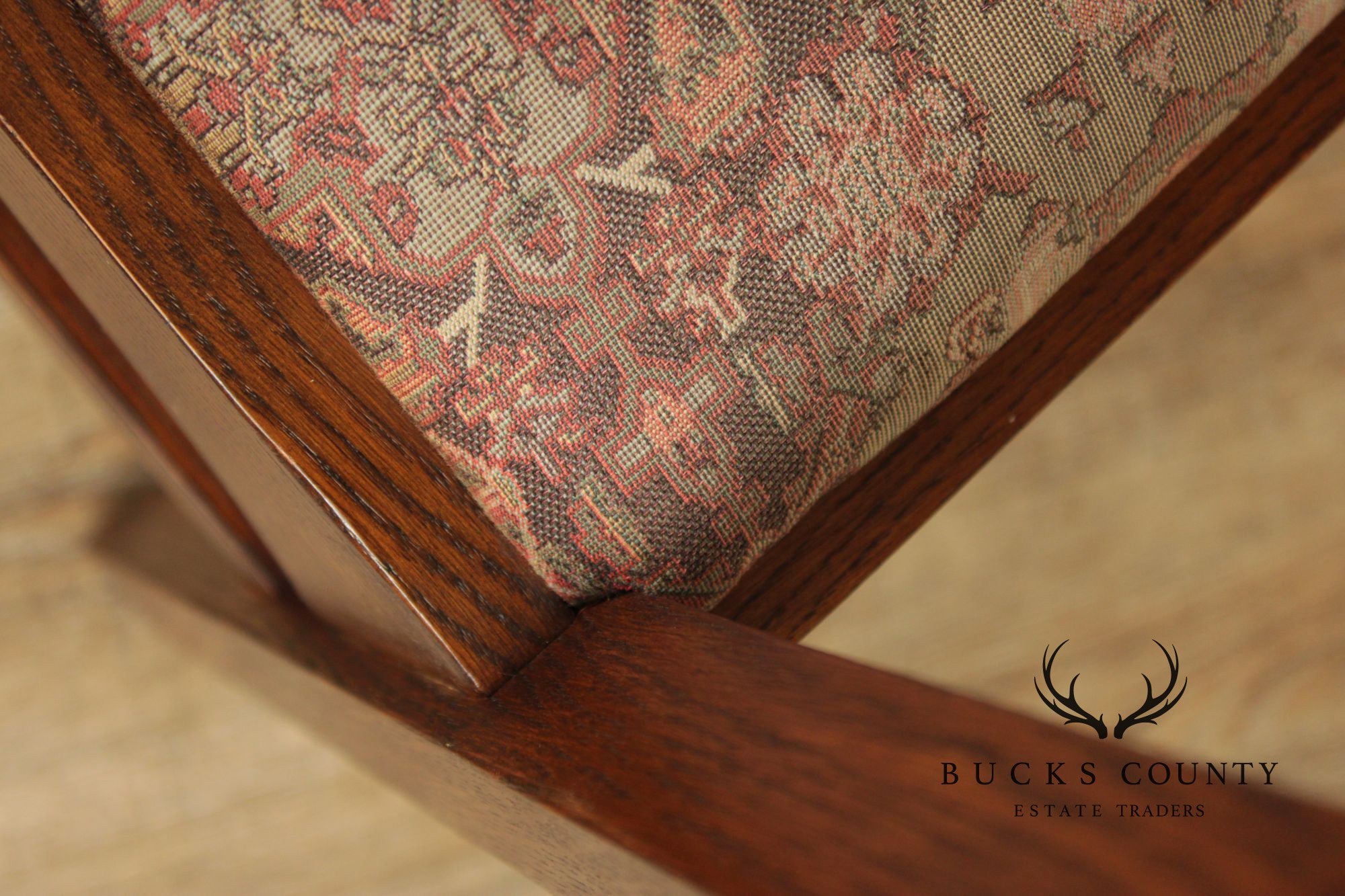 Stickley Mission Collection Pair of Harvey Ellis Inlaid Oak Dining Armchairs