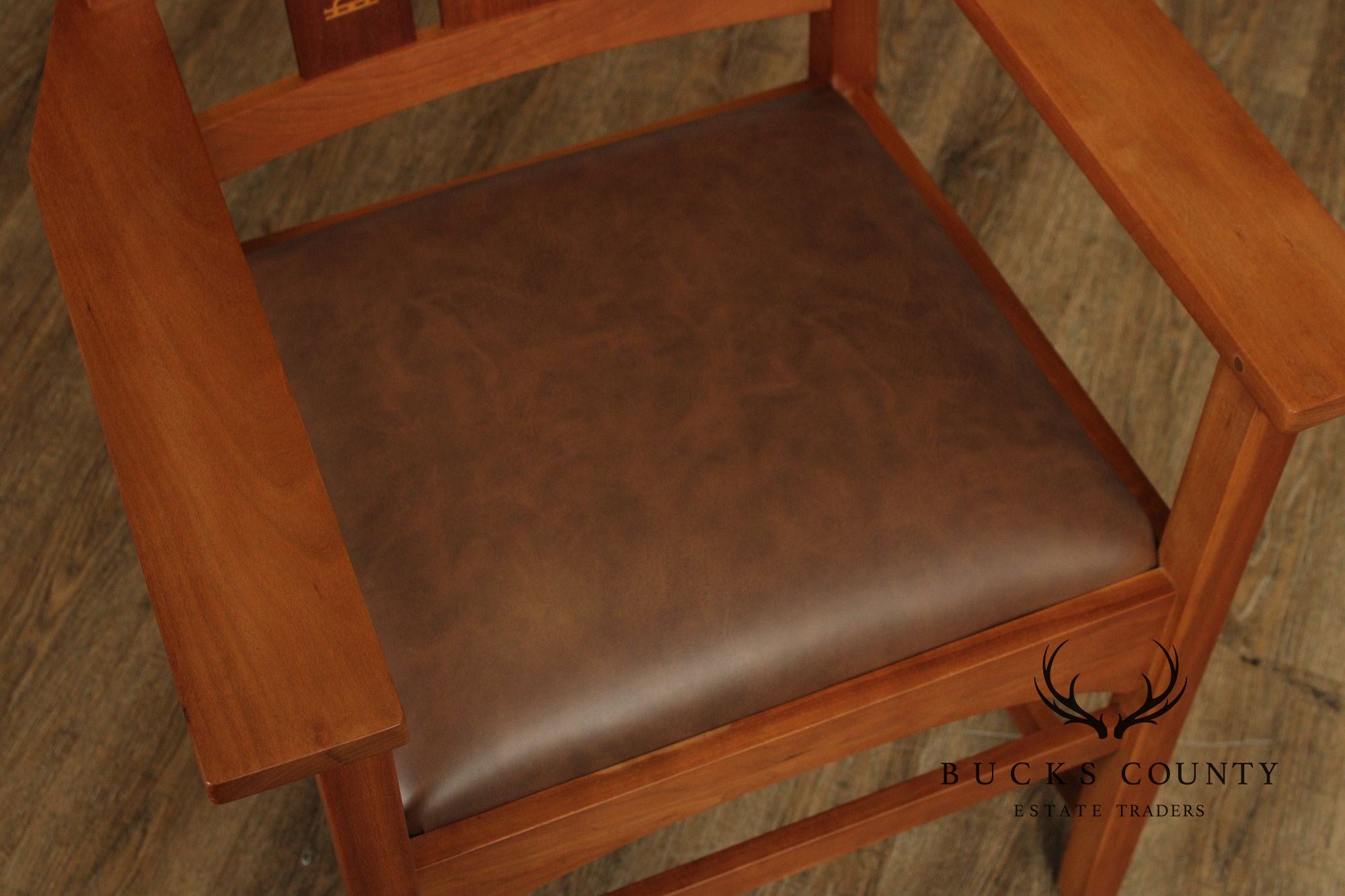 Stickley Mission Collection Harvey Ellis Inlaid Cherry Armchair