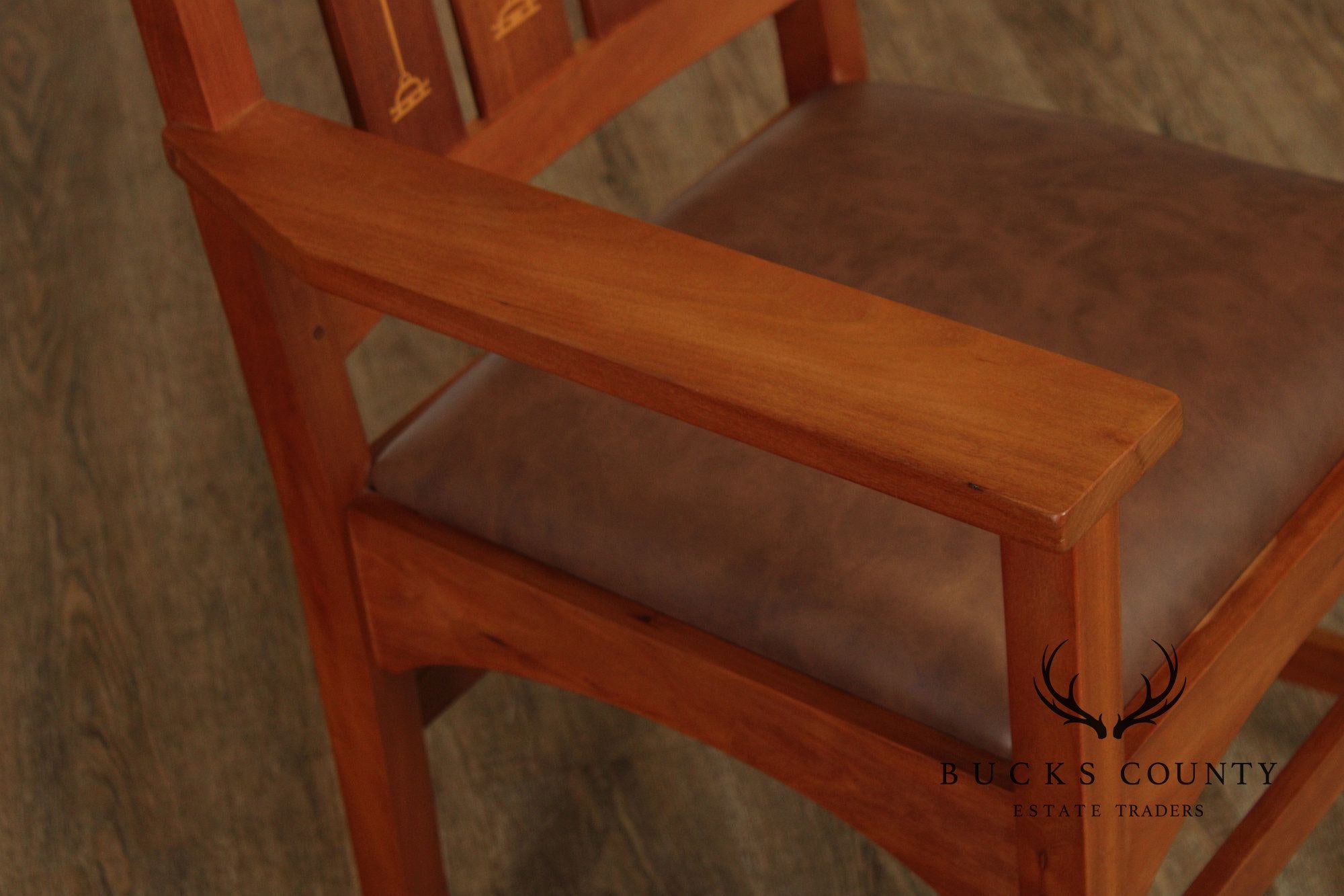 Stickley Mission Collection Harvey Ellis Inlaid Cherry Armchair