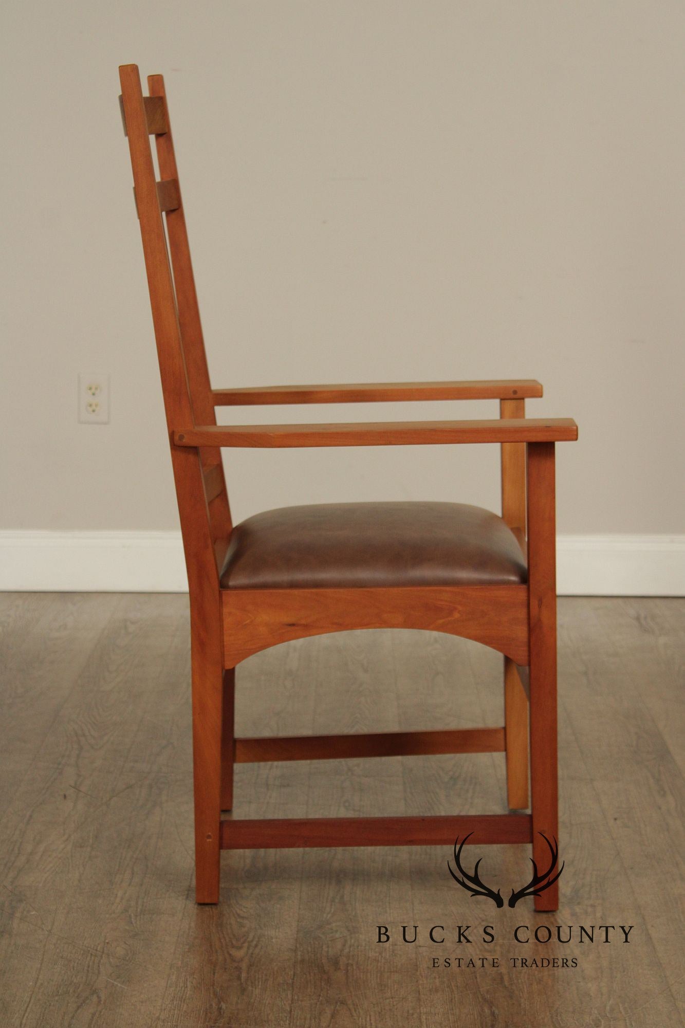 Stickley Mission Collection Harvey Ellis Inlaid Cherry Armchair