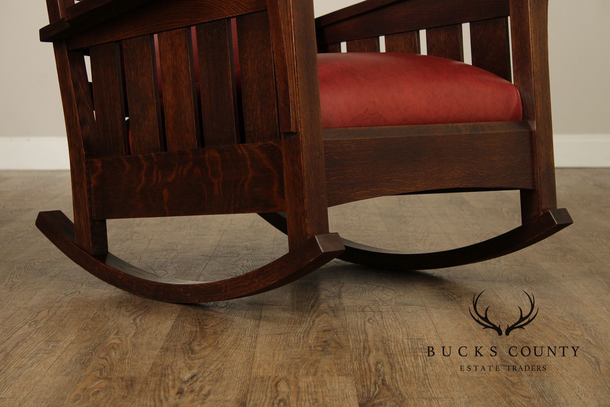 Stickley Mission Collection Oak And Leather Rocking Chair