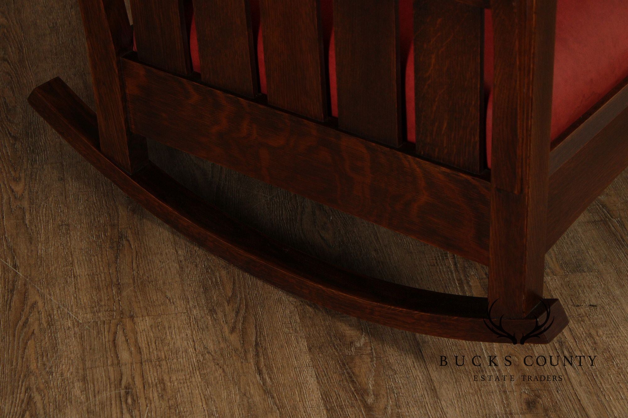 Stickley Mission Collection Oak And Leather Rocking Chair
