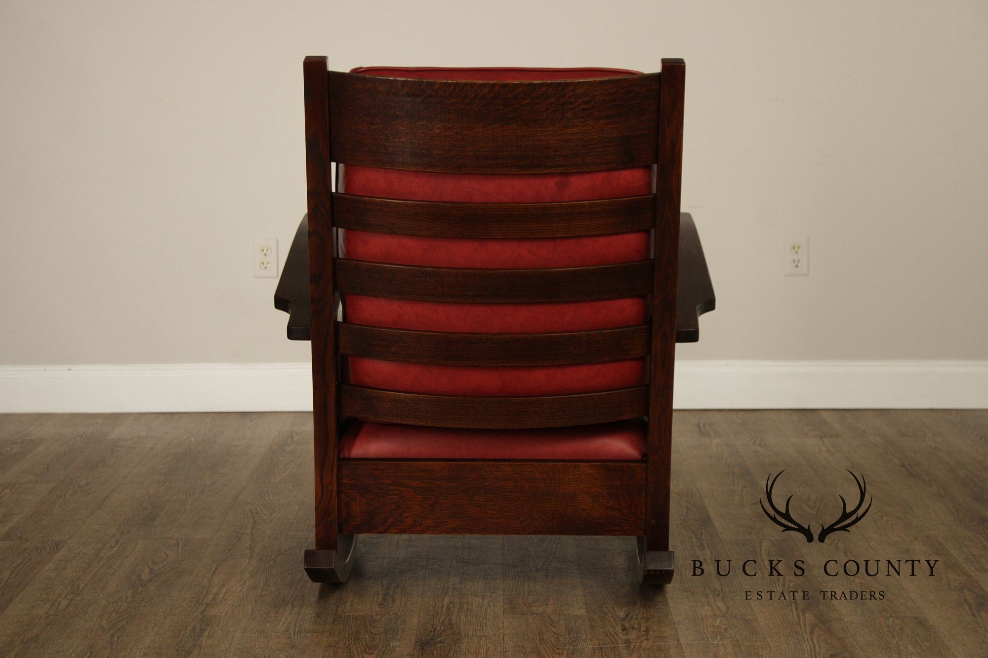 Stickley Mission Collection Oak And Leather Rocking Chair