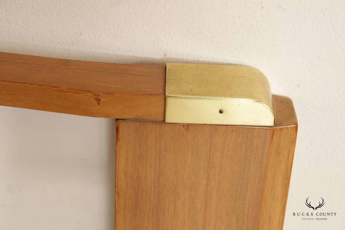 Paul Frankl Mid Century Modern Full Size Teak and Brass X-Back Headboard