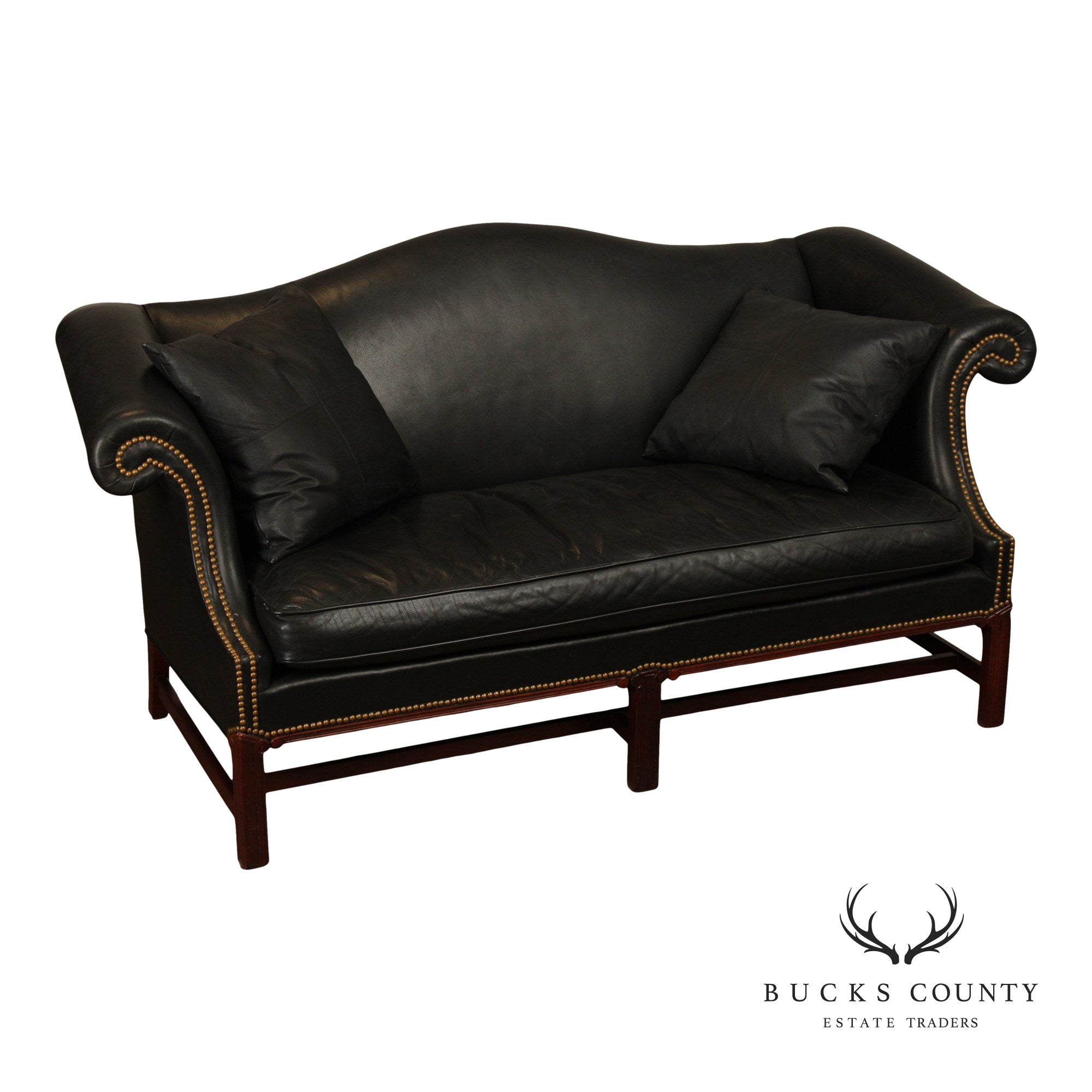 Hickory Chair Chippendale Style Mahogany and Leather Sofa