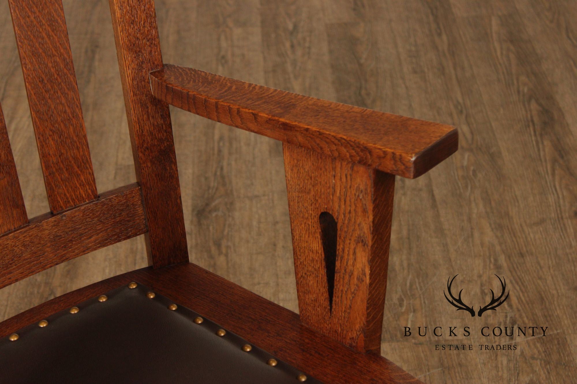 Antique Pair Of Arts & Crafts Style Oak Armchairs