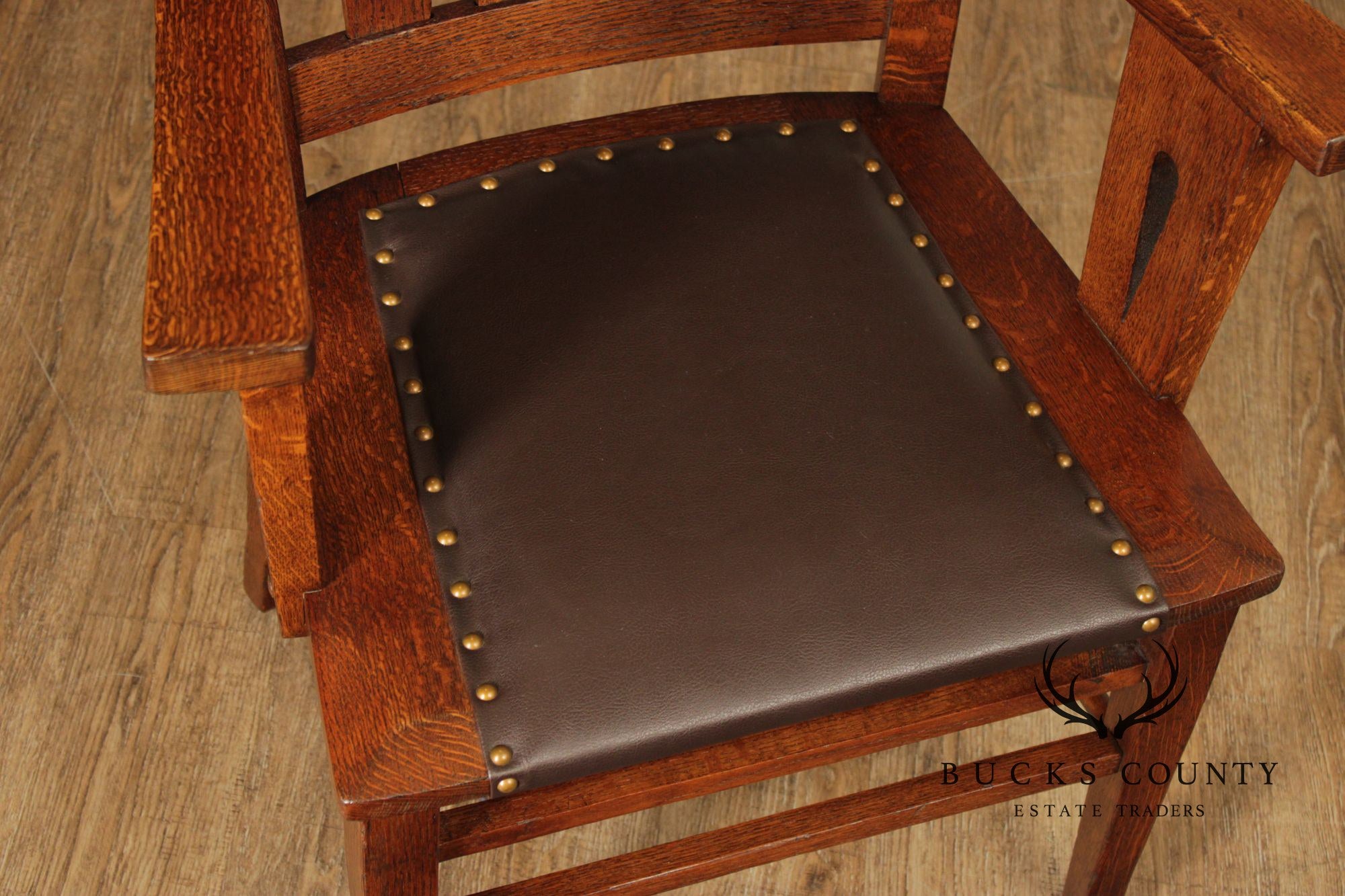Antique Pair Of Arts & Crafts Style Oak Armchairs