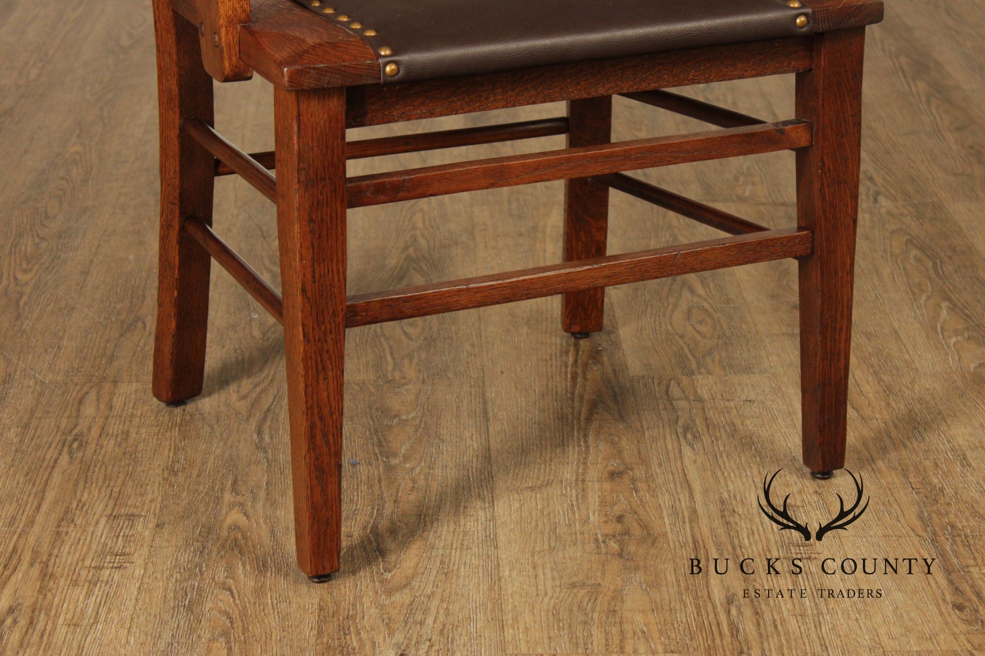 Antique Pair Of Arts & Crafts Style Oak Armchairs