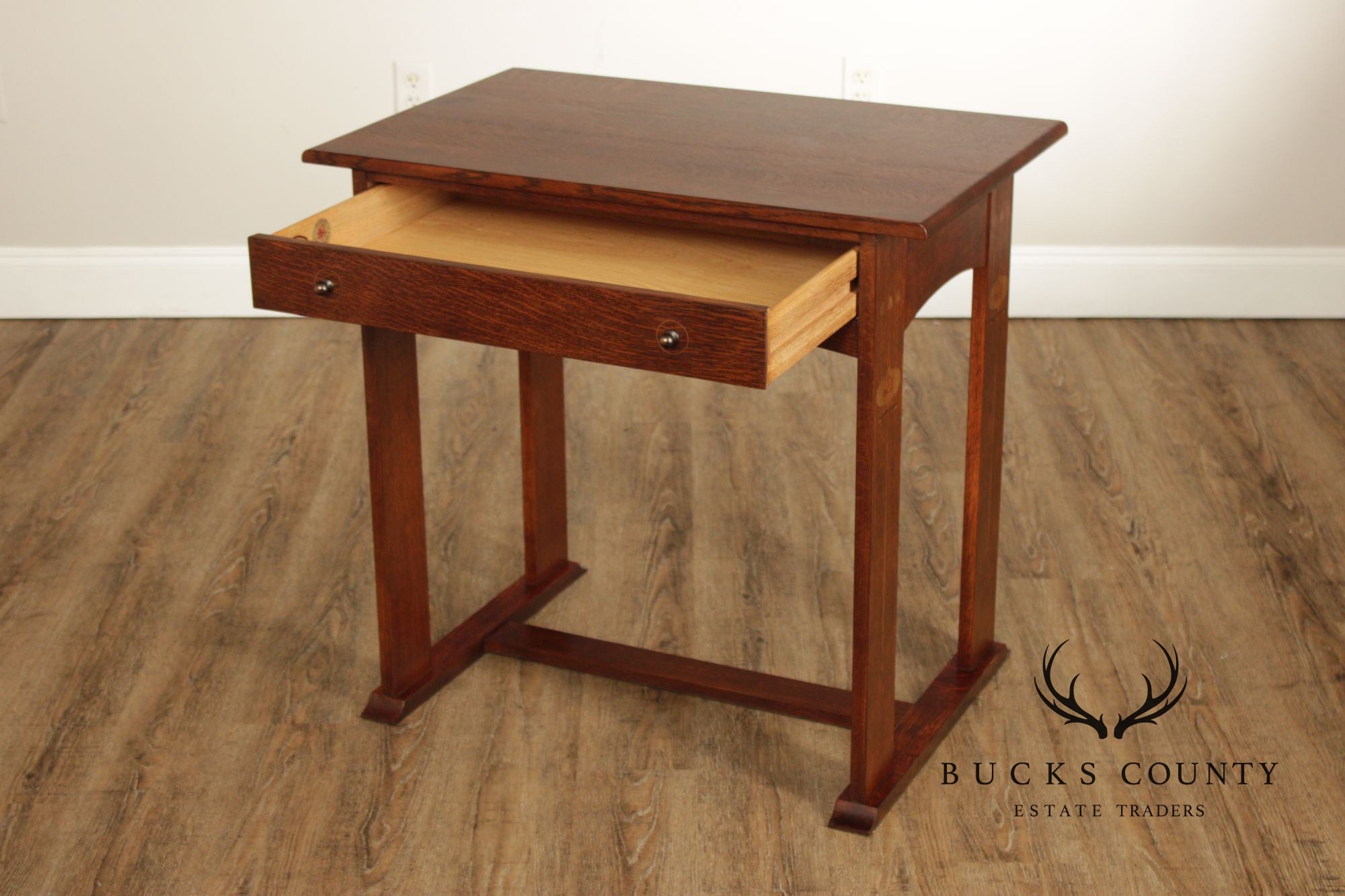 Stickley Mission Collection Harvey Ellis Oak Console Table With Inlay