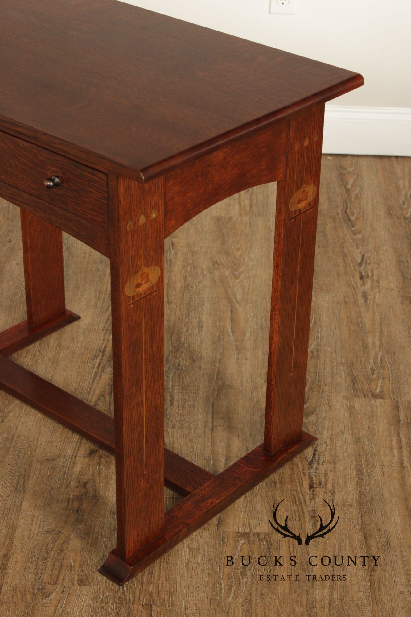 Stickley Mission Collection Harvey Ellis Oak Console Table With Inlay