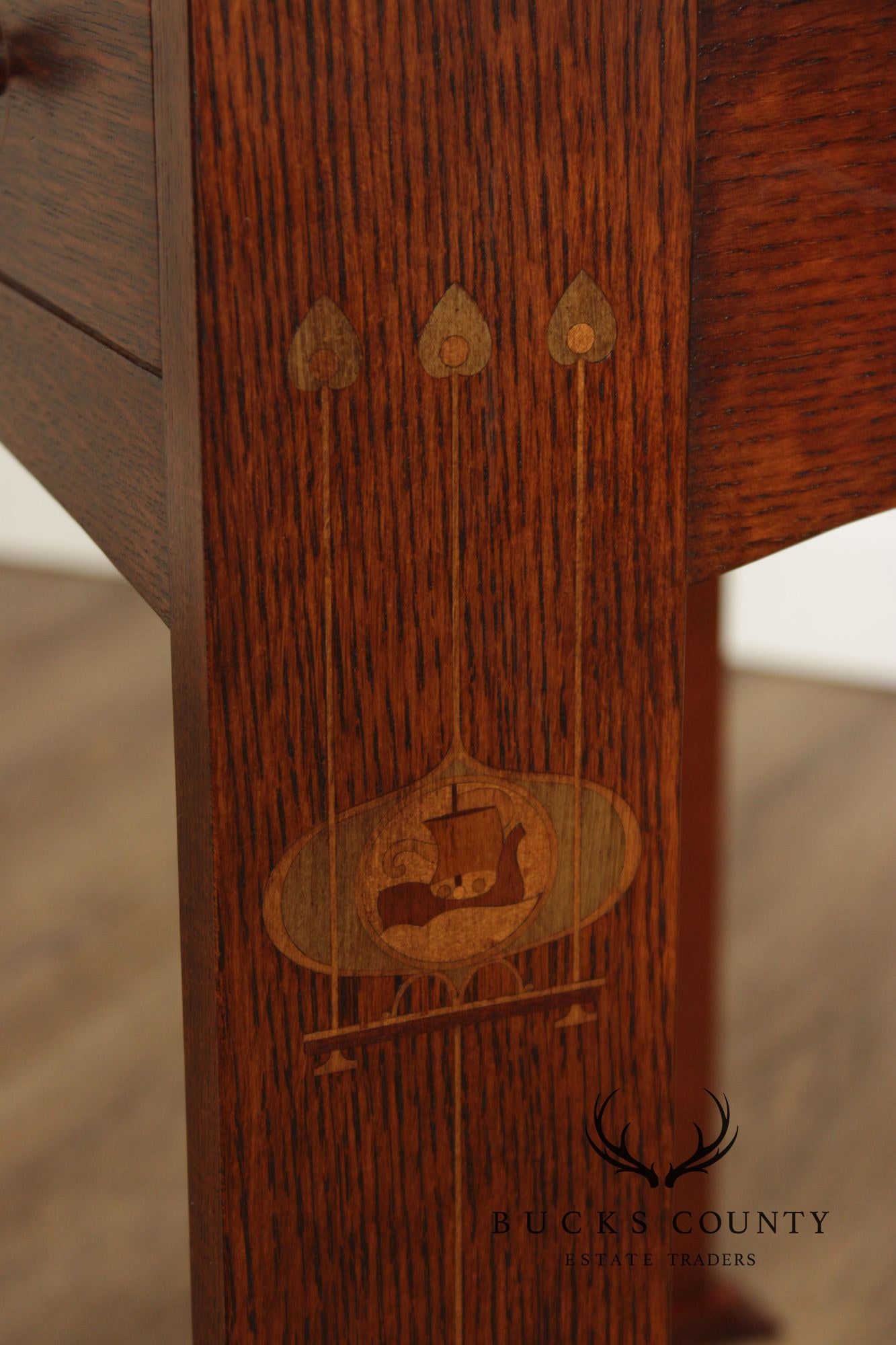 Stickley Mission Collection Harvey Ellis Oak Console Table With Inlay