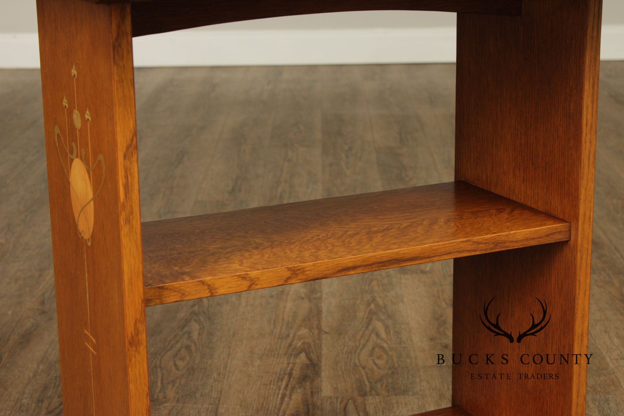 Stickley Mission Collection Inlaid Oak Tiered Occasional Table