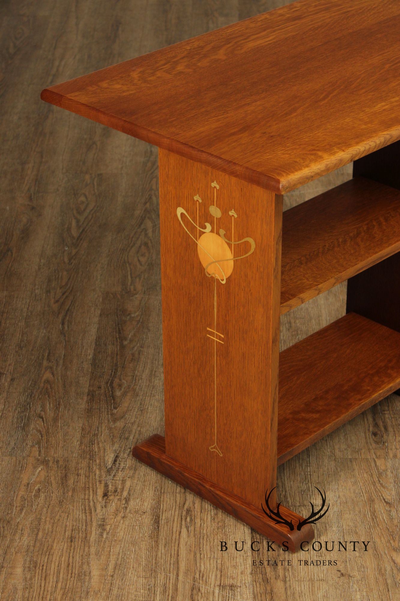 Stickley Mission Collection Inlaid Oak Tiered Occasional Table