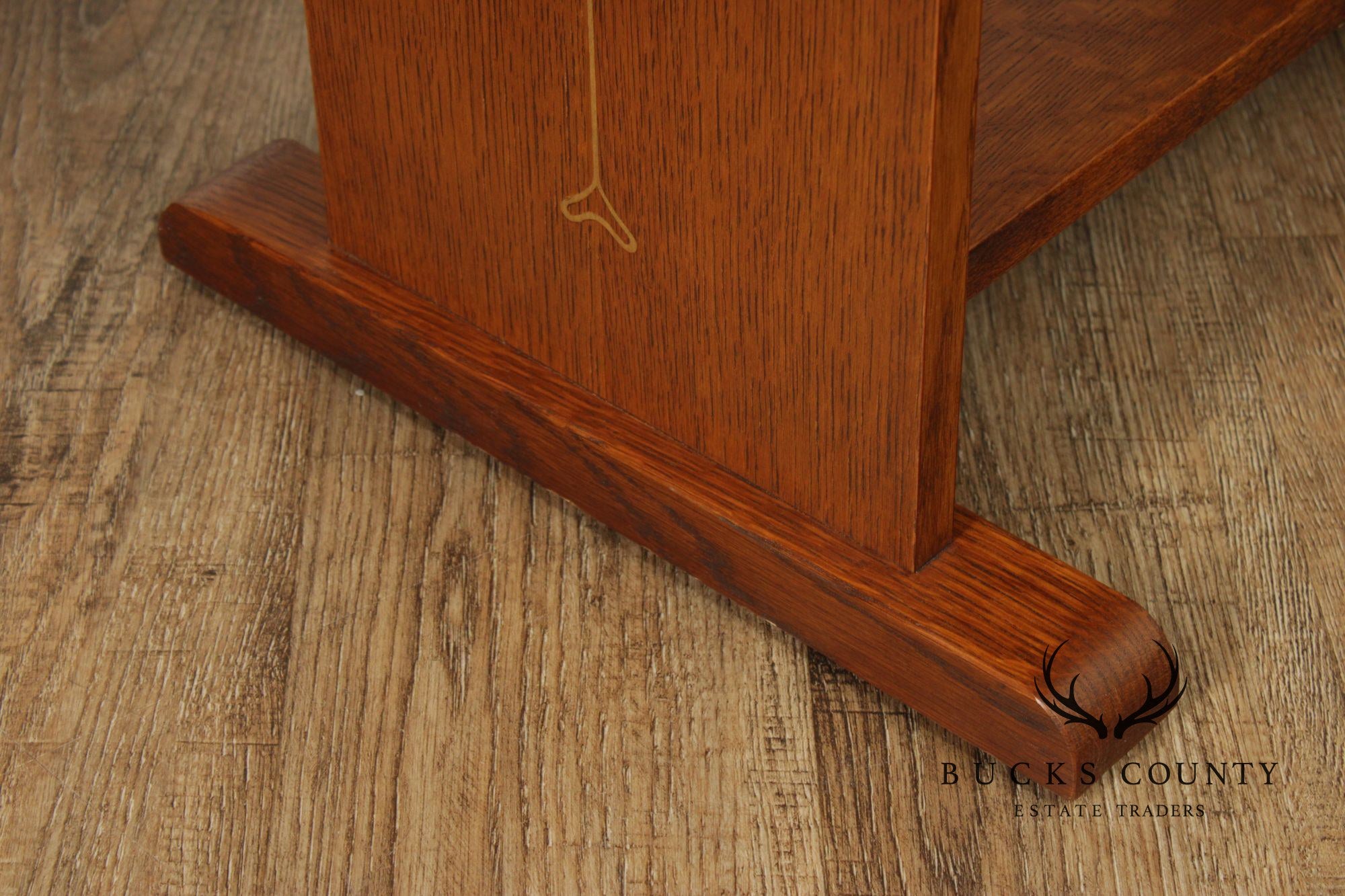 Stickley Mission Collection Inlaid Oak Tiered Occasional Table