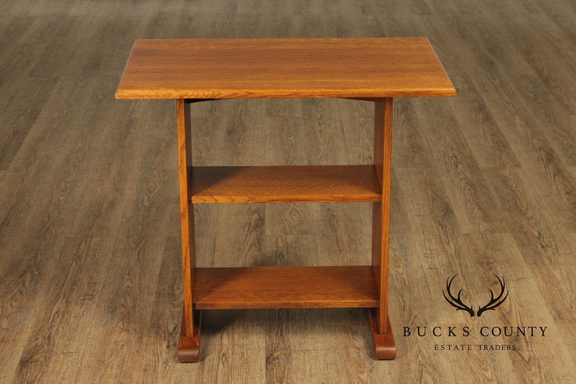 Stickley Mission Collection Inlaid Oak Tiered Occasional Table