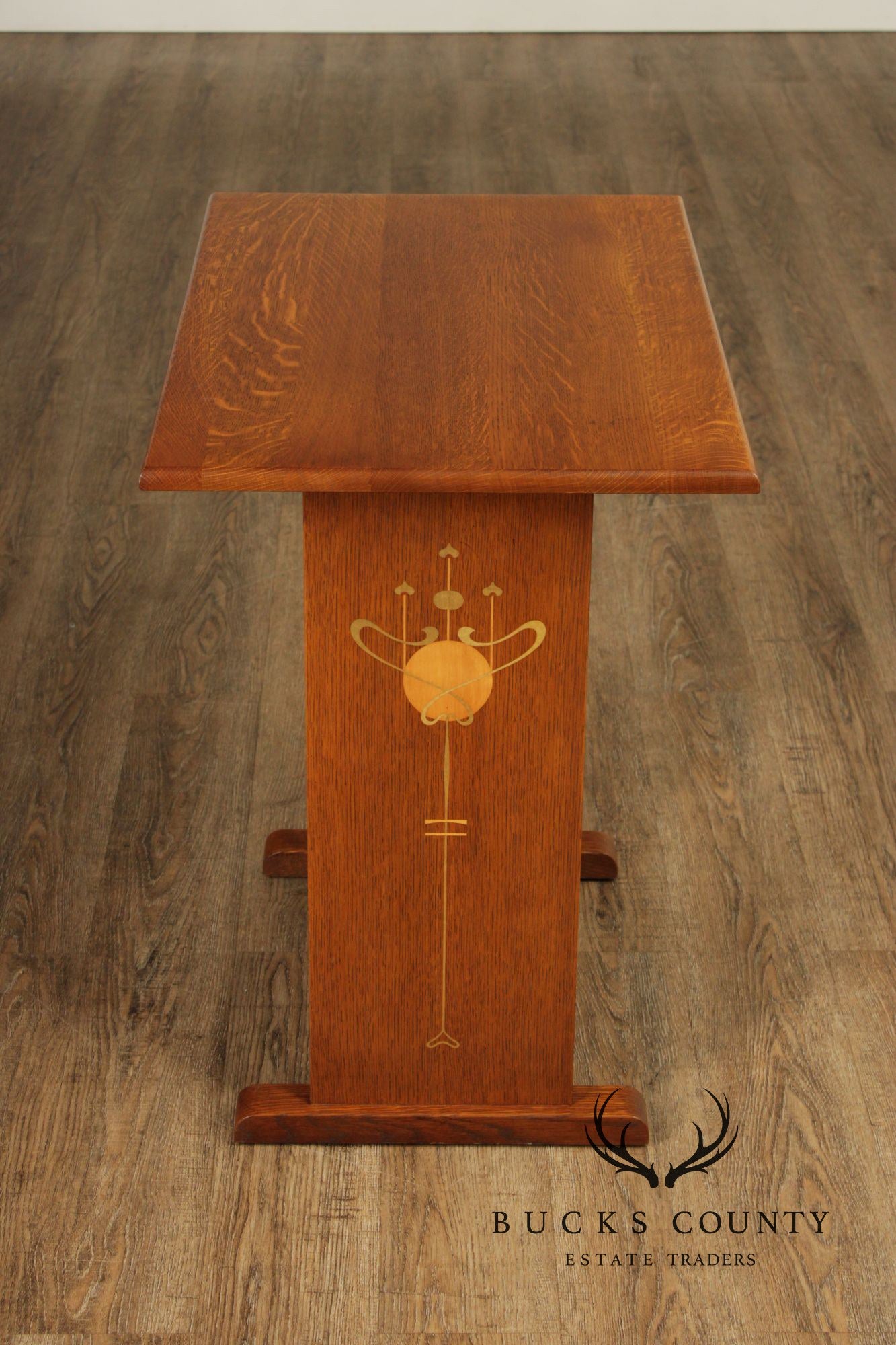Stickley Mission Collection Inlaid Oak Tiered Occasional Table