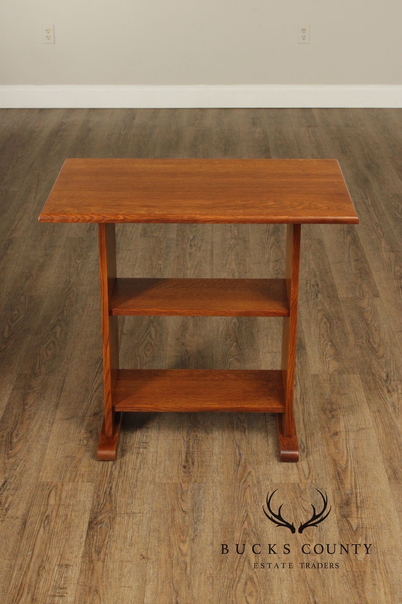 Stickley Mission Collection Inlaid Oak Tiered Occasional Table