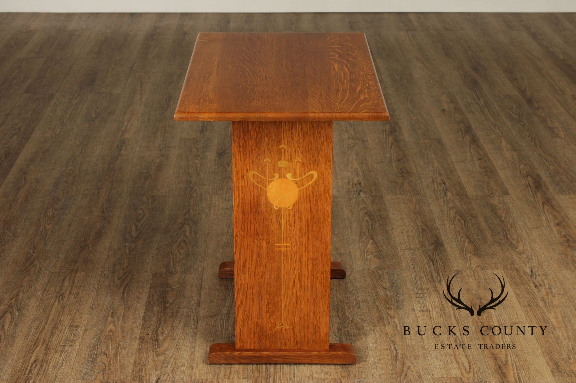 Stickley Mission Collection Inlaid Oak Tiered Occasional Table