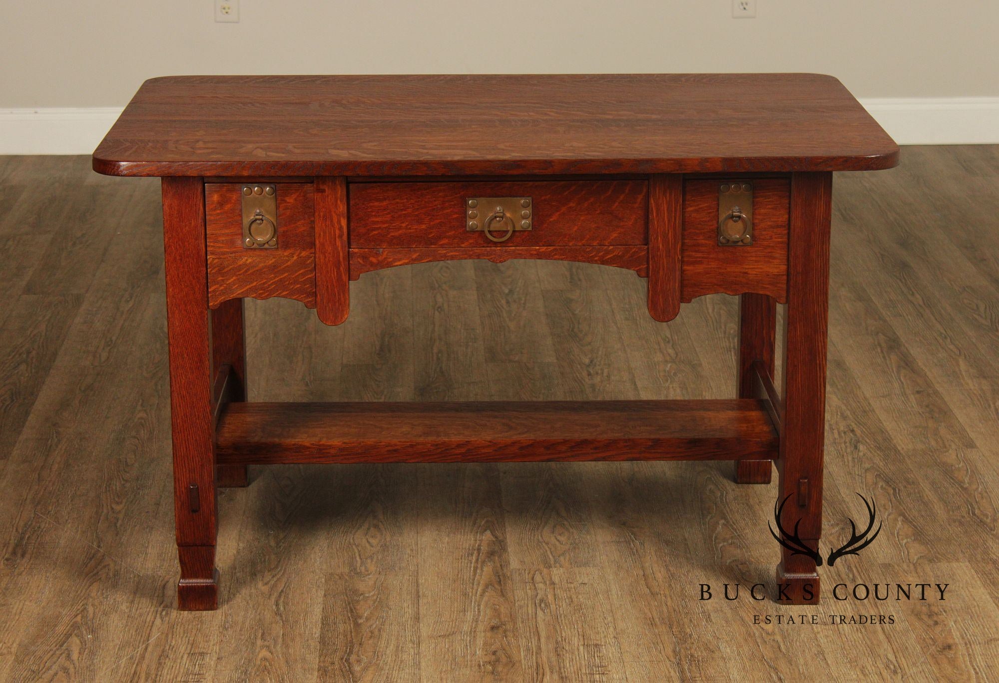Imperial Grand Rapids Antique Mission Style Oak Library Table Desk