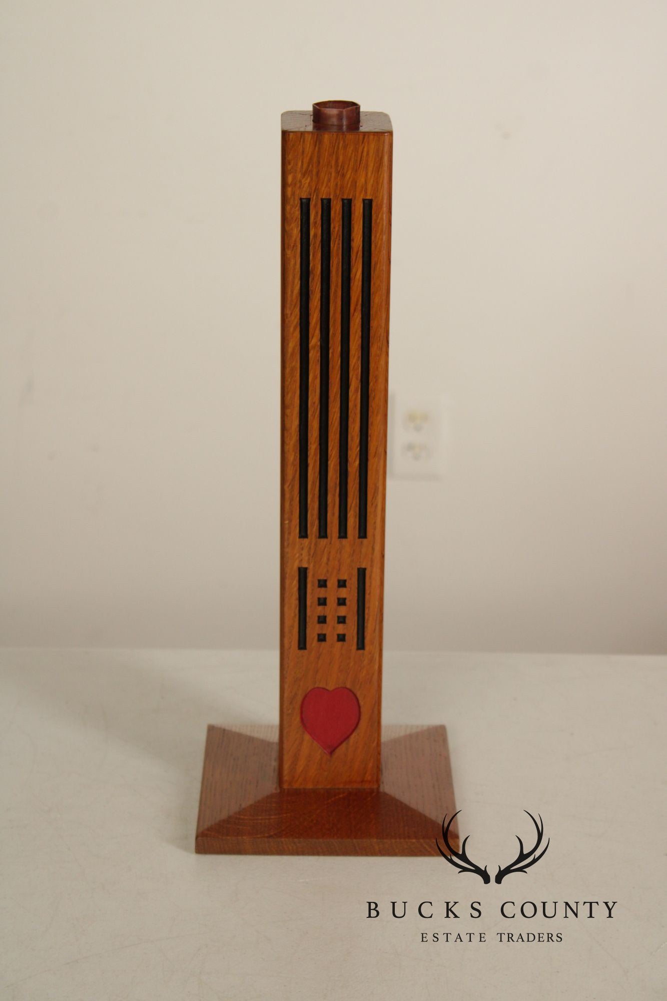Mission Guild Studio Arts & Crafts Style Oak Candle Holder