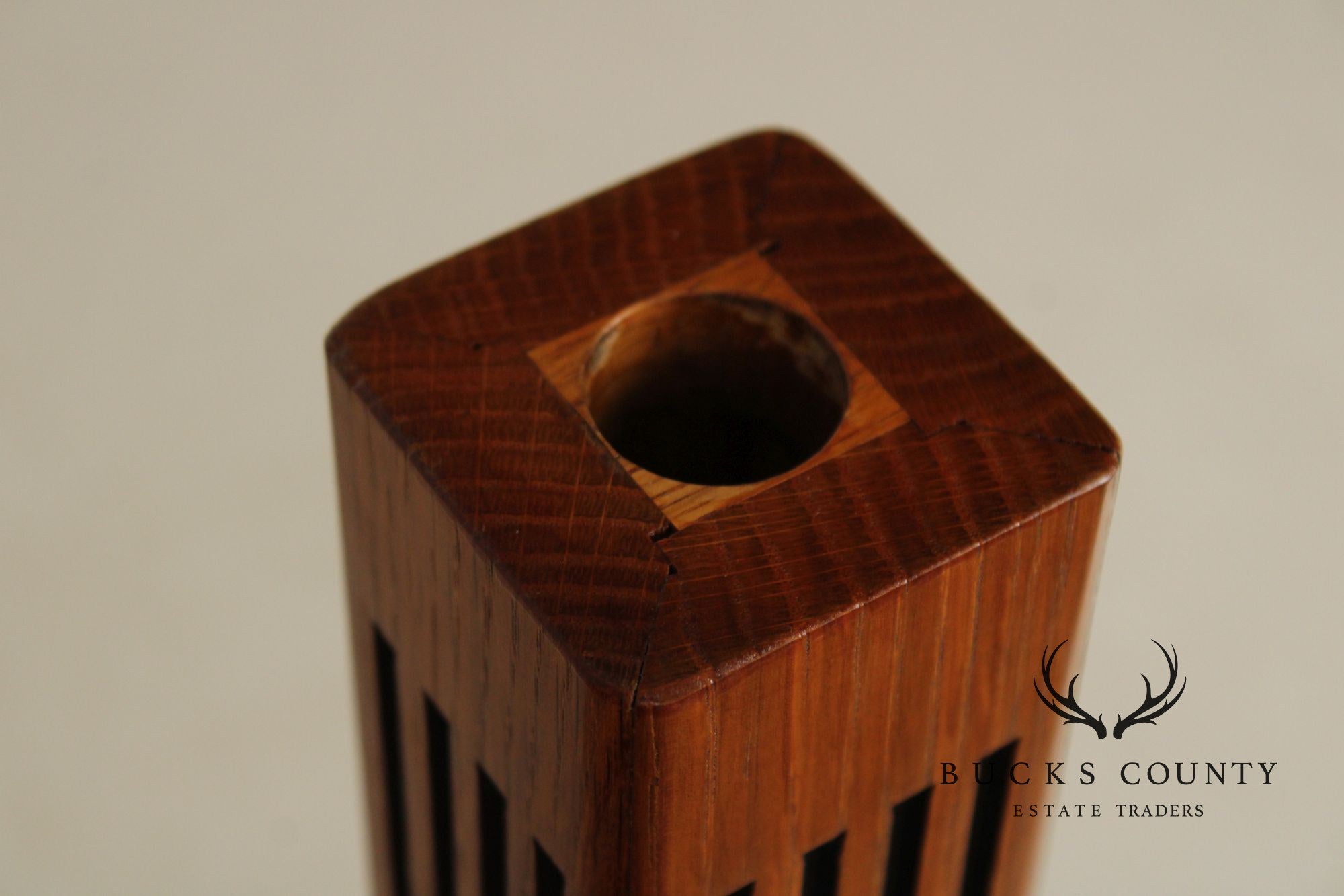 Mission Guild Studio Arts & Crafts Style Oak Candle Holder