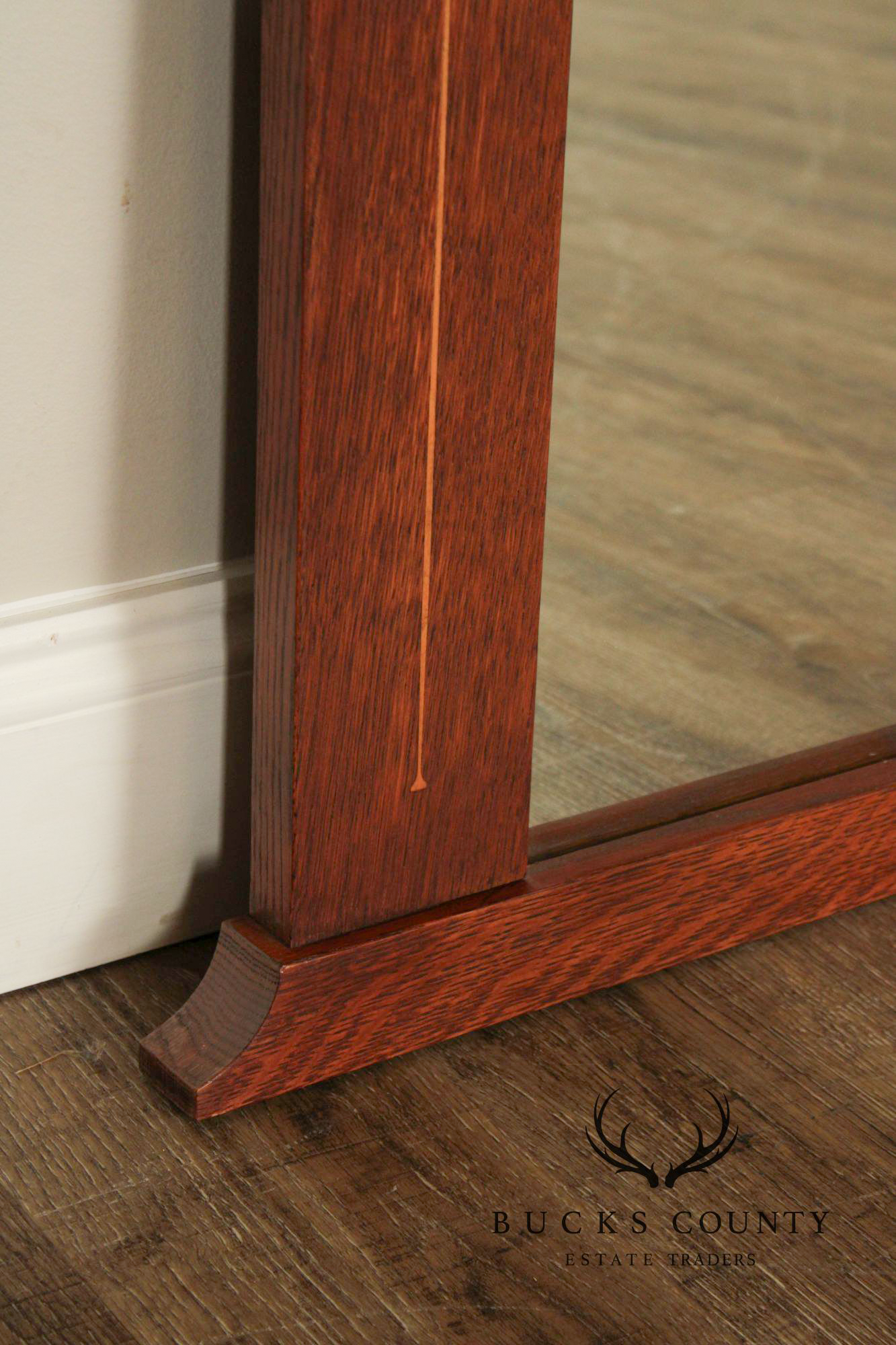 Stickley Mission Collection Harvey Ellis Oak Wall Mirror with Inlay