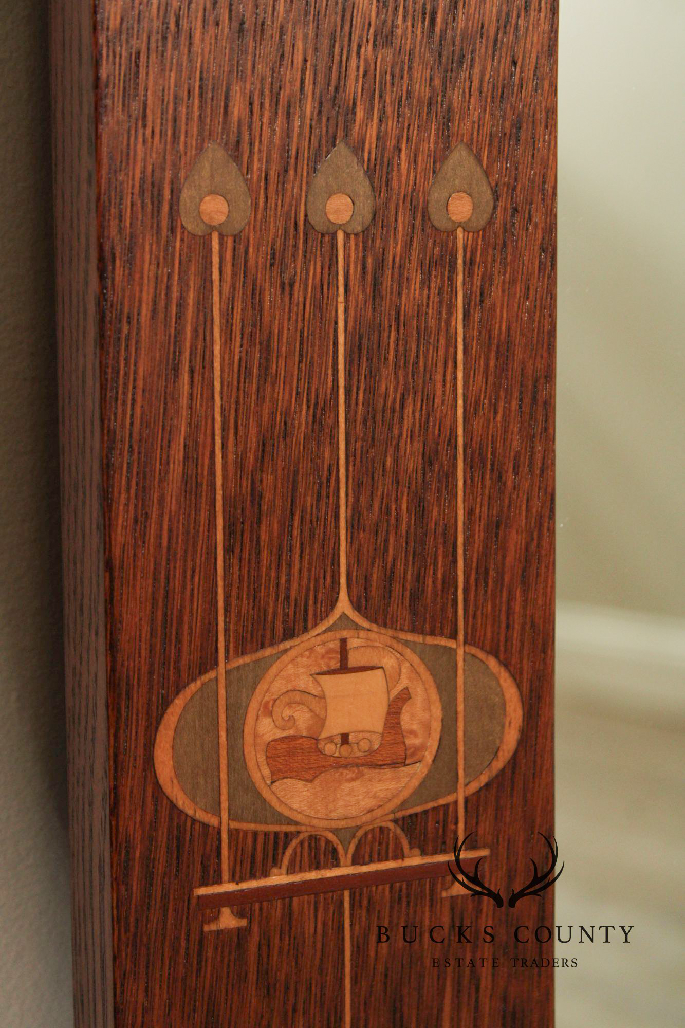 Stickley Mission Collection Harvey Ellis Oak Wall Mirror with Inlay