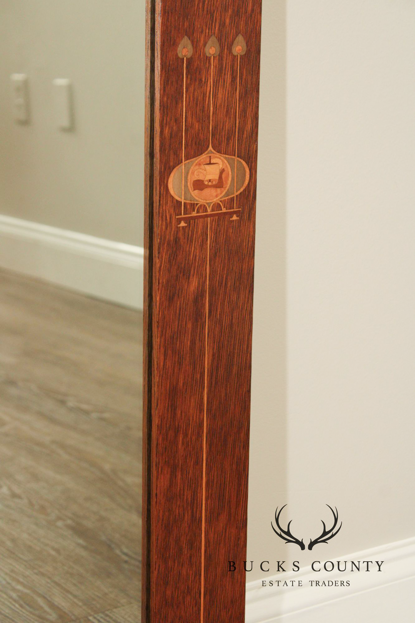 Stickley Mission Collection Harvey Ellis Oak Wall Mirror with Inlay