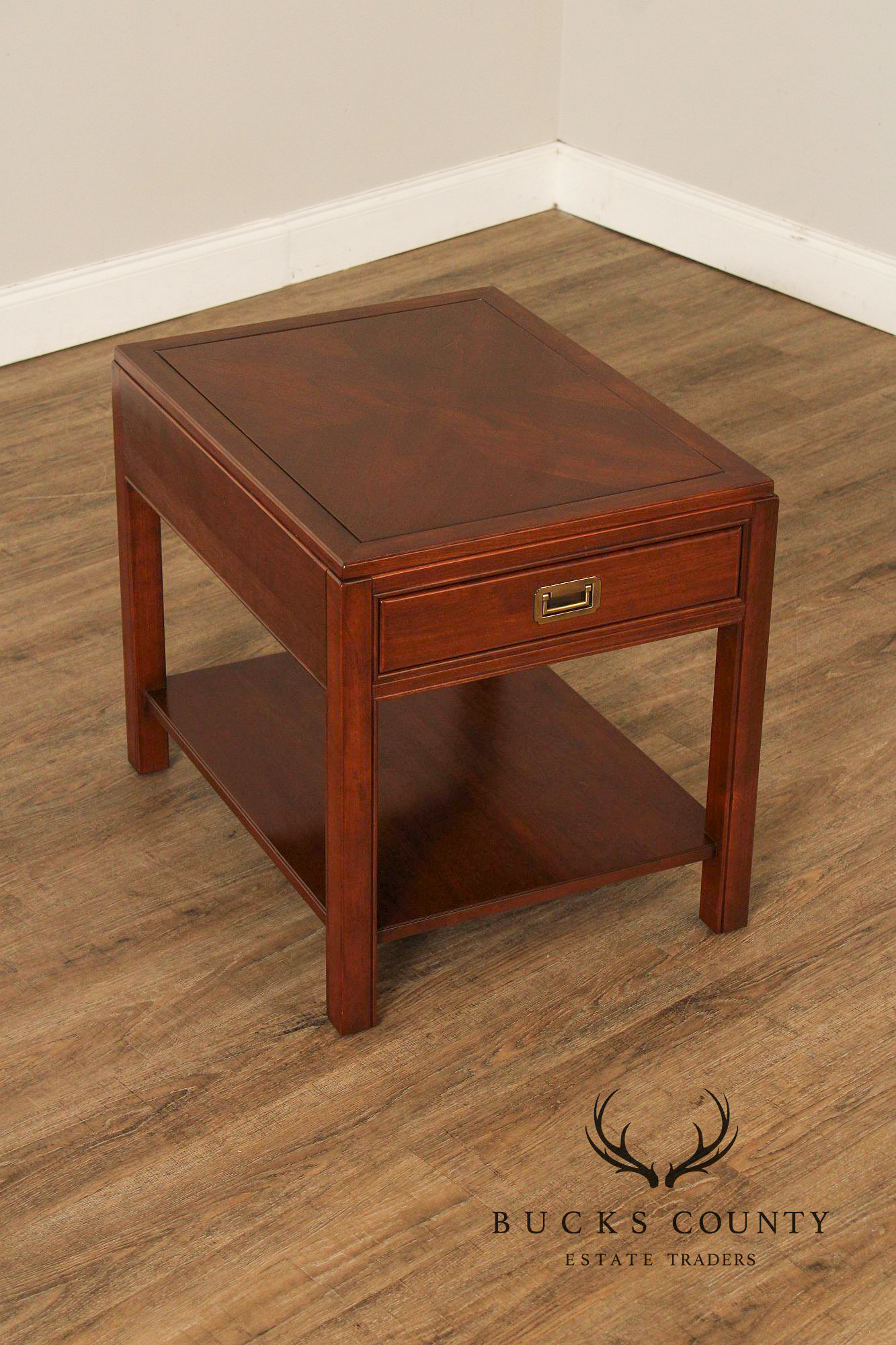 Ethan Allen Campaign Style Pair of End Tables