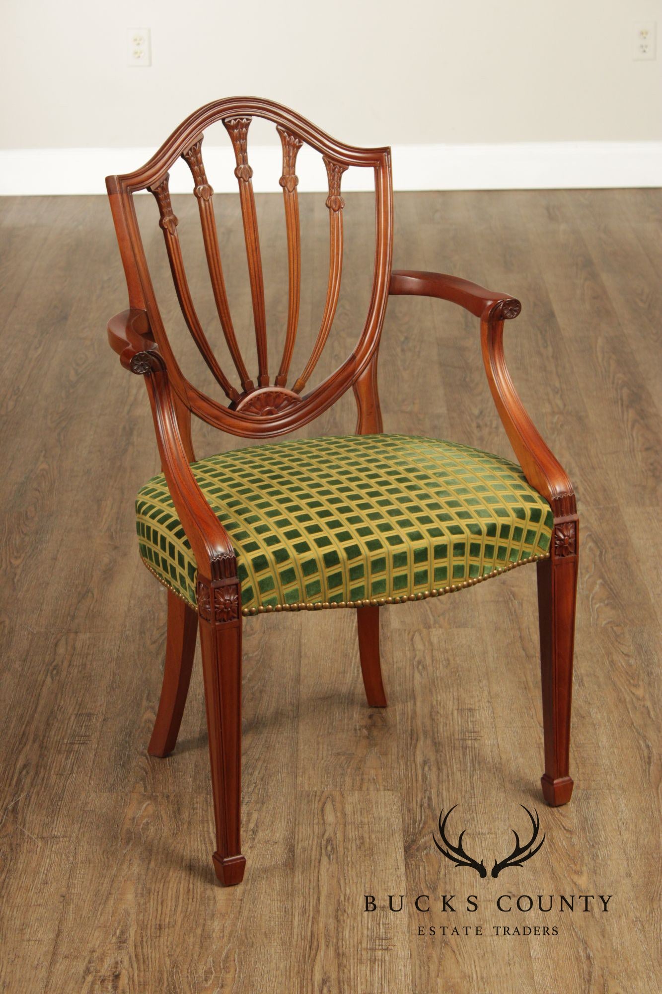 Hepplewhite Style Set of Four Mahogany Shield Back Armchairs